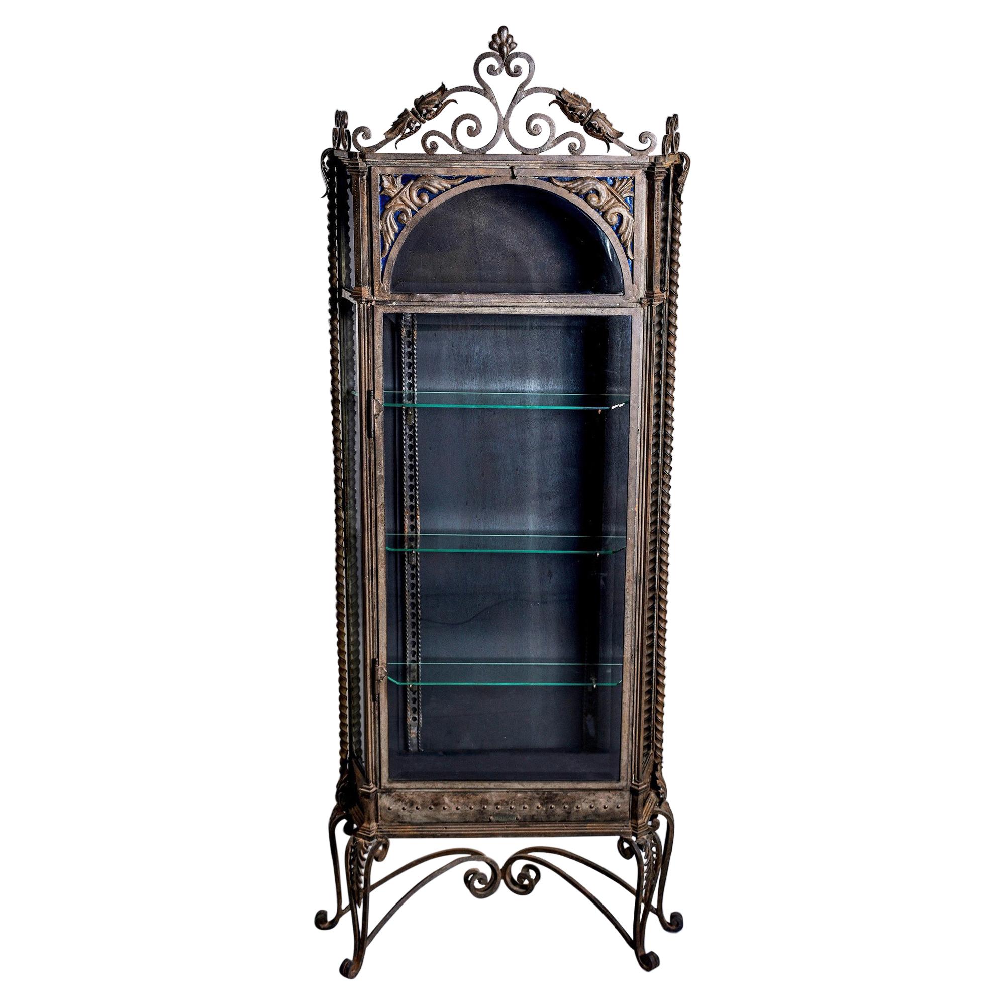 Tall French Painted and Glazed Shallow Display at 1stDibs