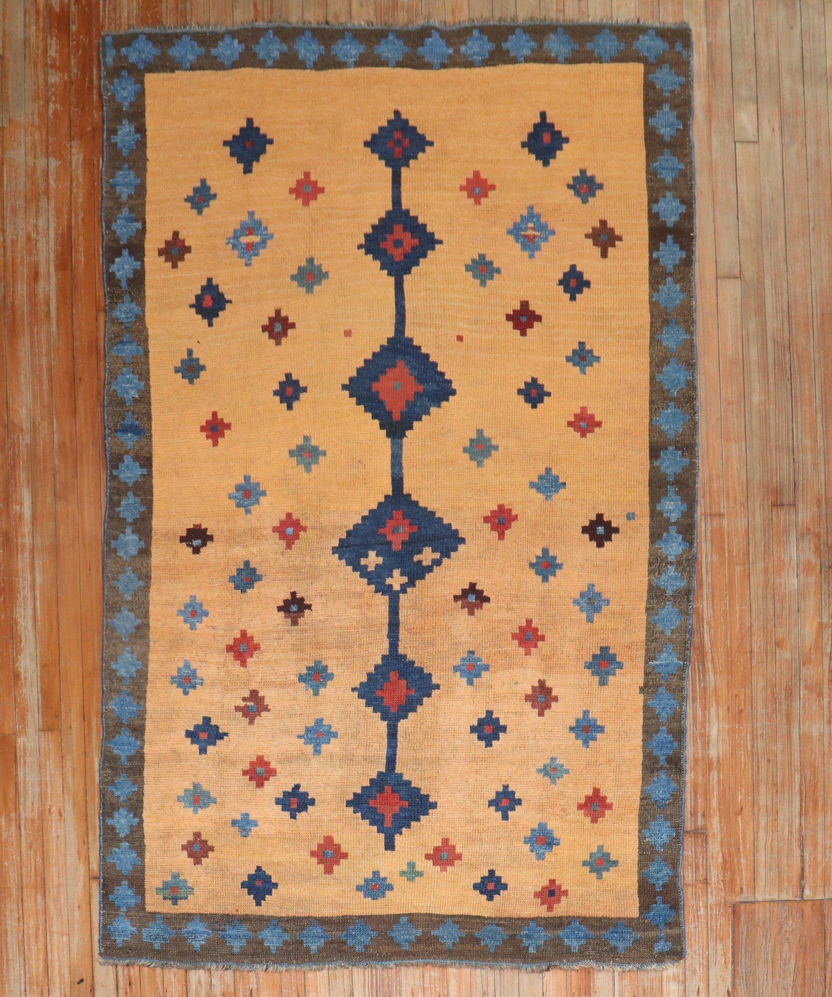 An unsuual early 20th century Persian Gabbeh Intermediate Size geometric rug originating from the JP WILLBORG collection in Europe.

Measures: 4.9'' x 7'.