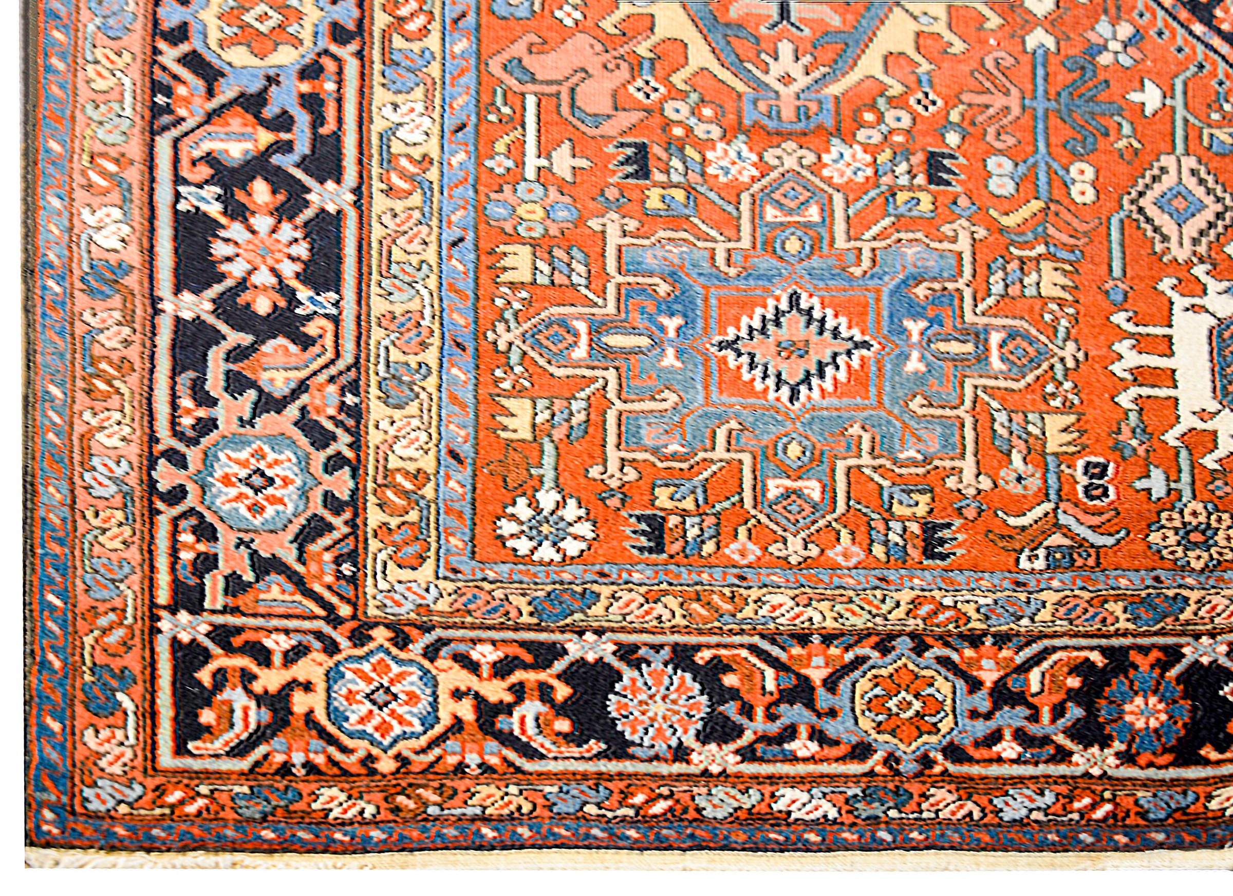 Heriz Serapi Unusual Early 20th Century Heriz Rug