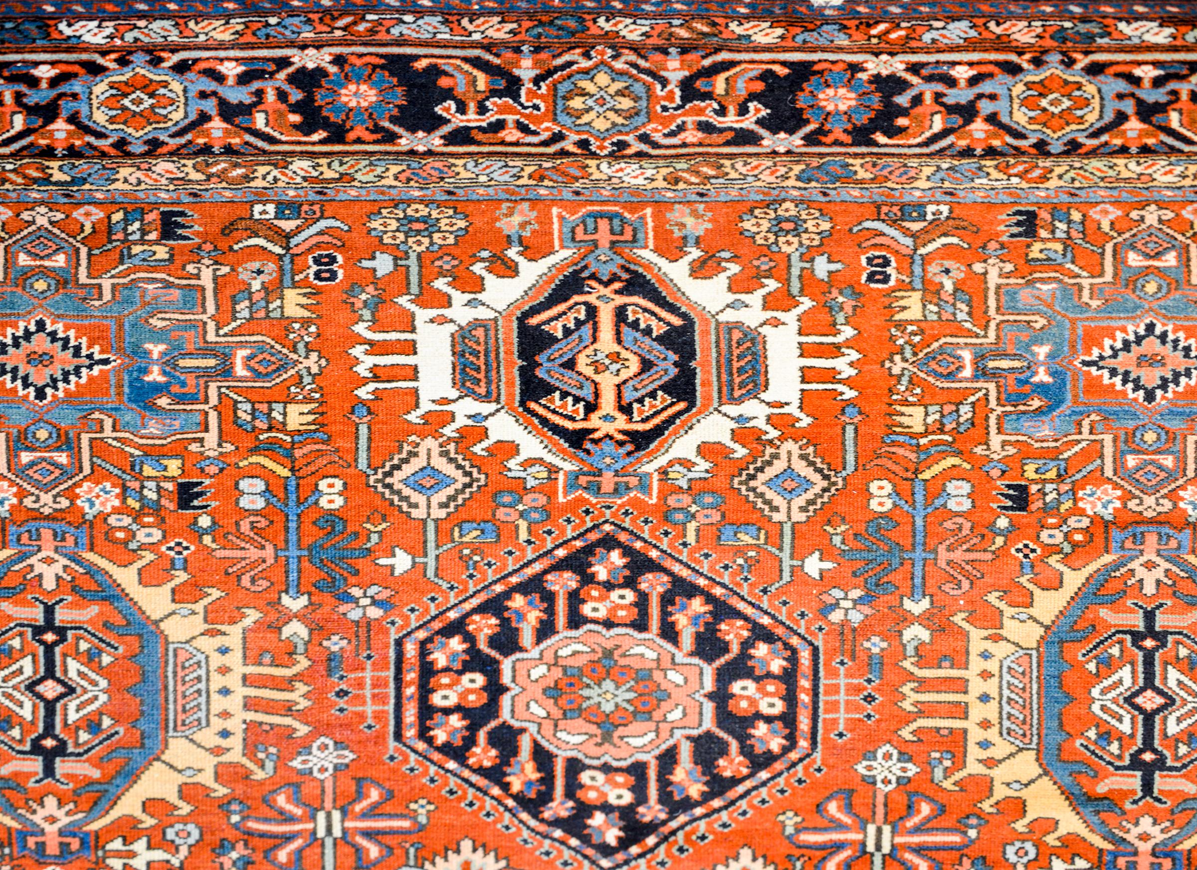 Unusual Early 20th Century Heriz Rug 1