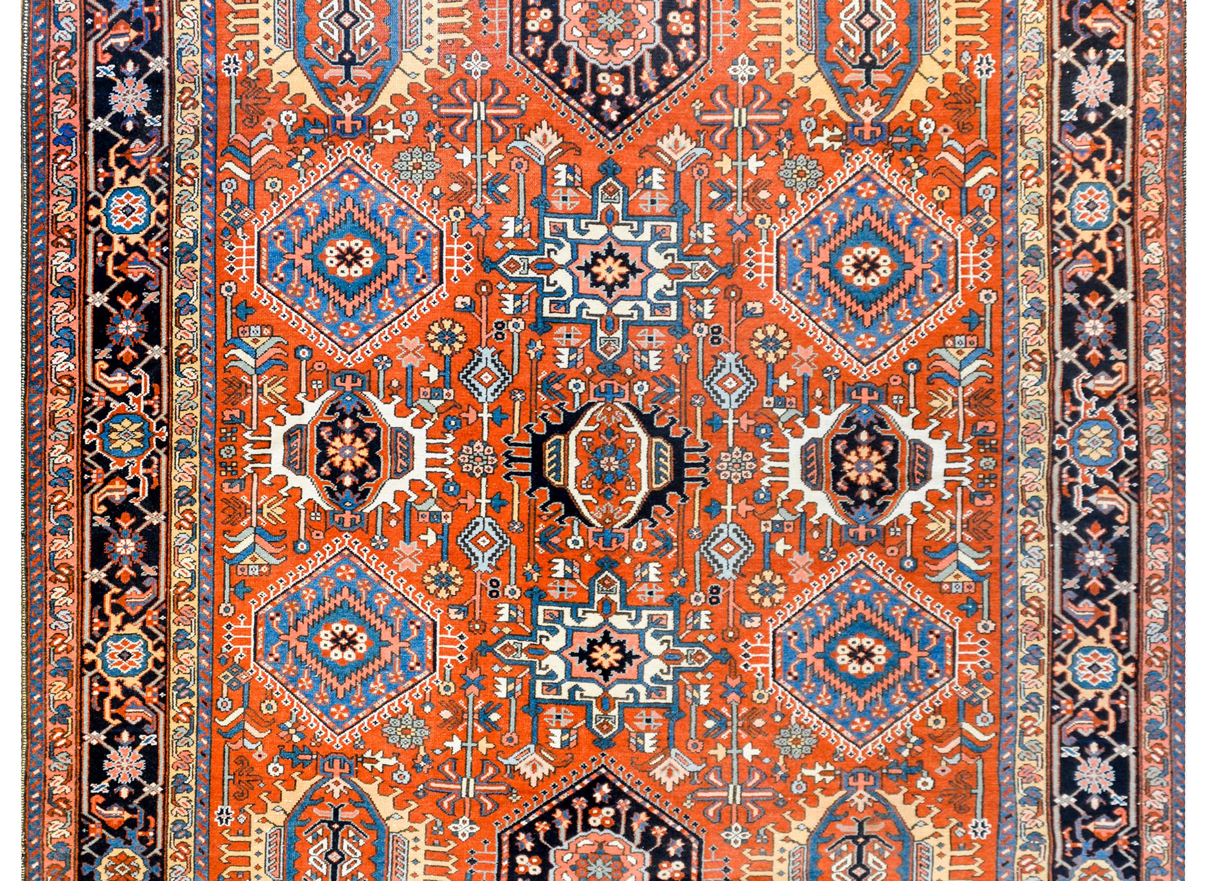 Unusual Early 20th Century Heriz Rug 2