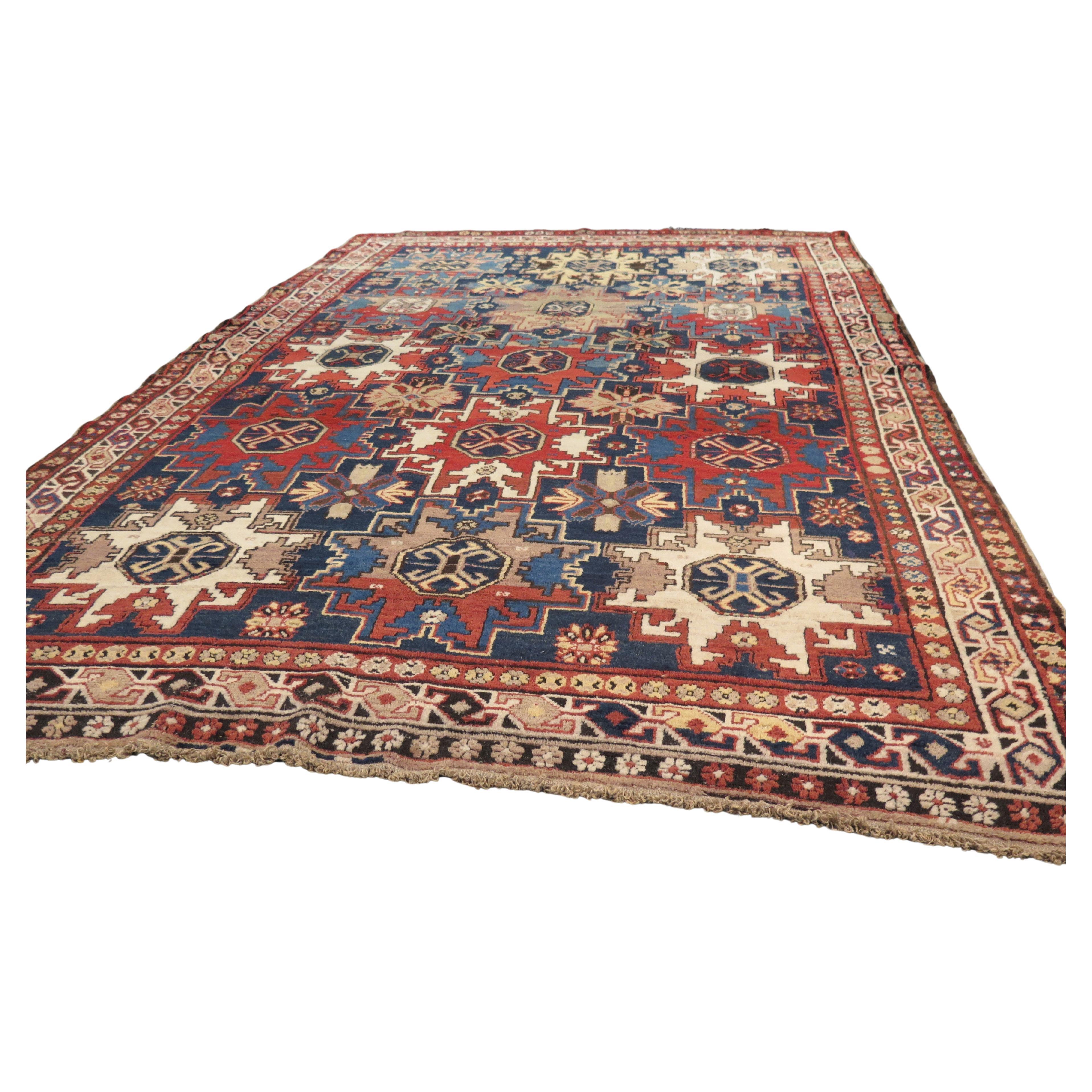 Unusual Early 20th Century Lesghi Rug For Sale