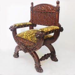 Unusual Early 20th Century Photographer's Posing Chair with Ornate Carving
