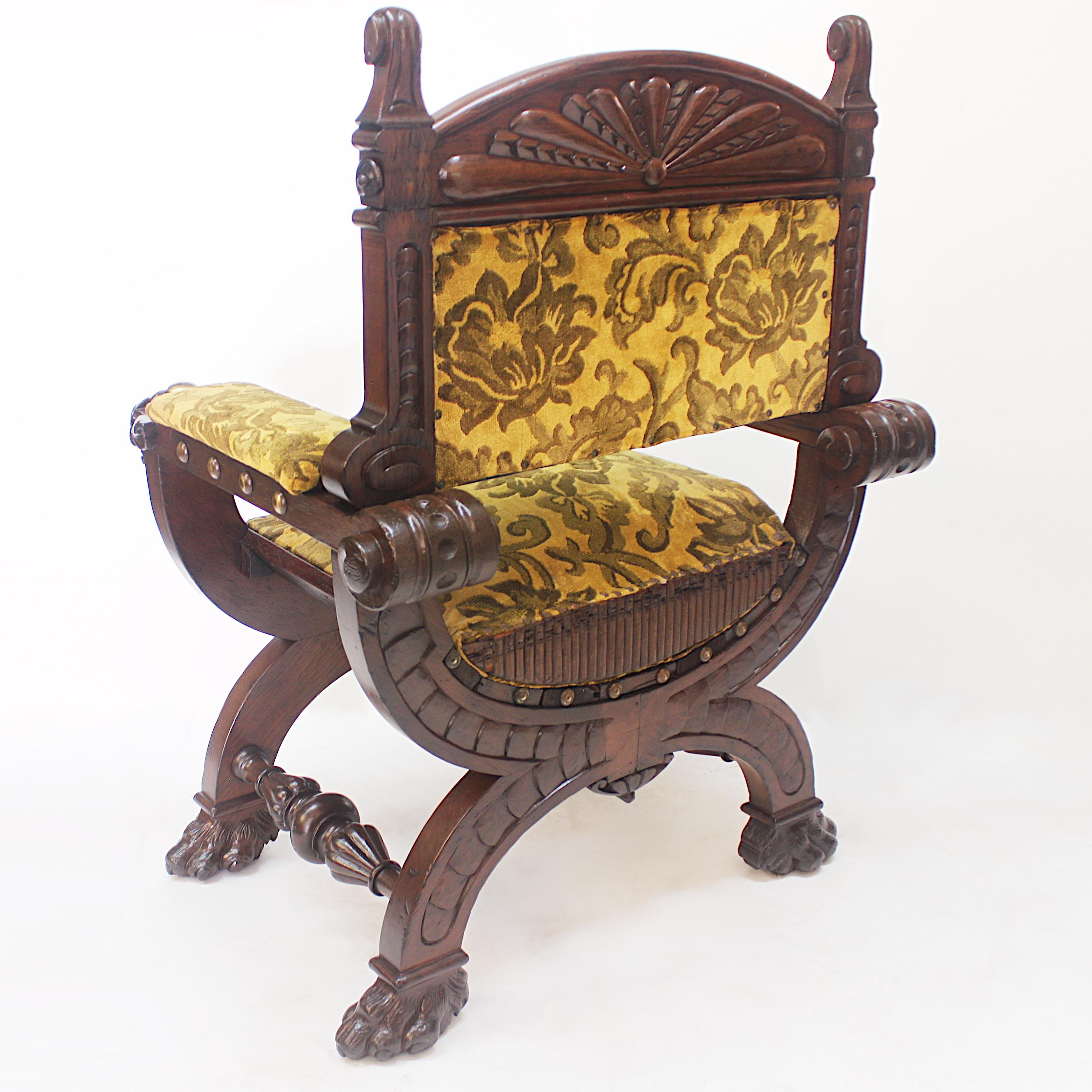 Neoclassical Unusual Early 20th Century Photographer's Posing Chair with Ornate Carving For Sale