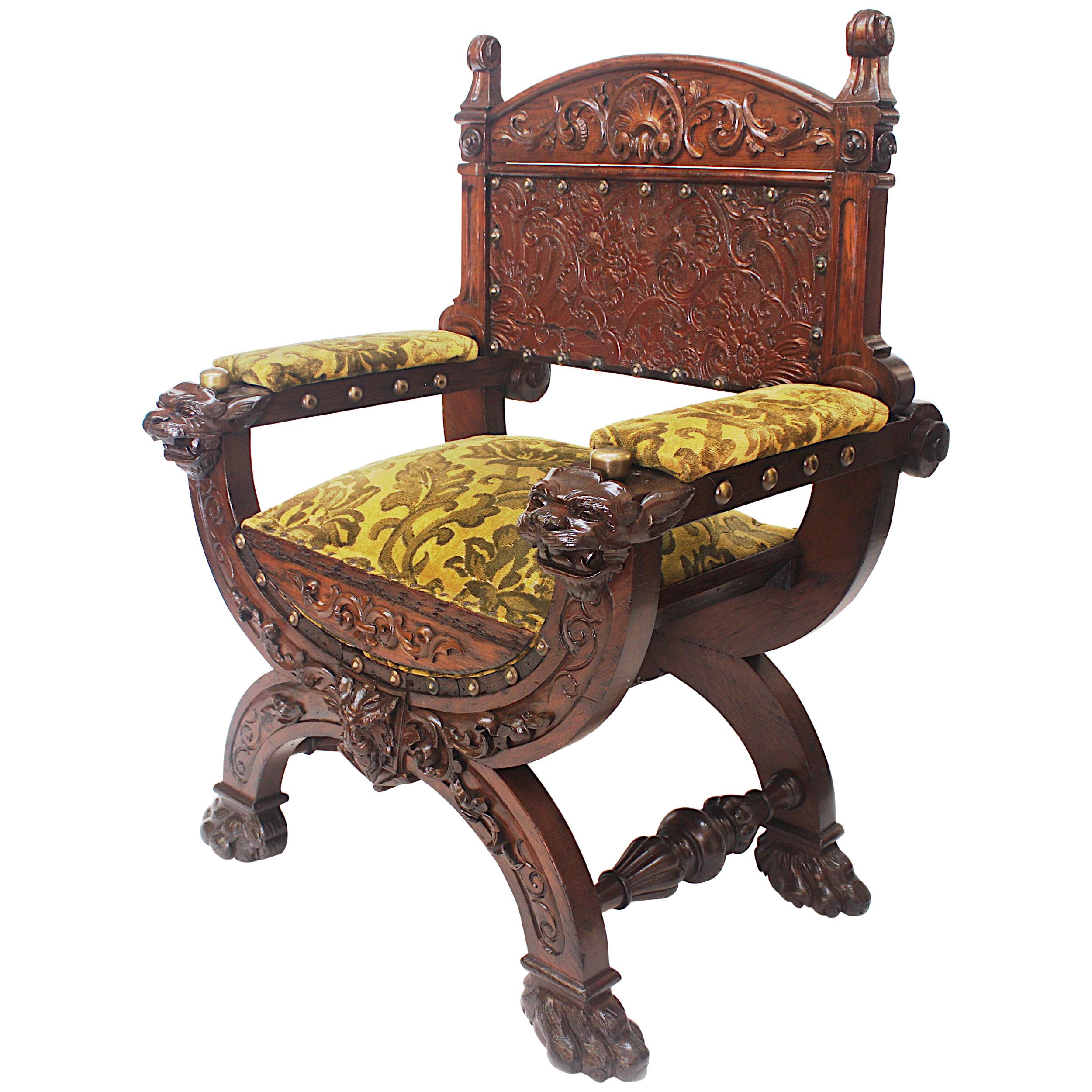 Unusual Early 20th Century Photographer's Posing Chair with Ornate Carving