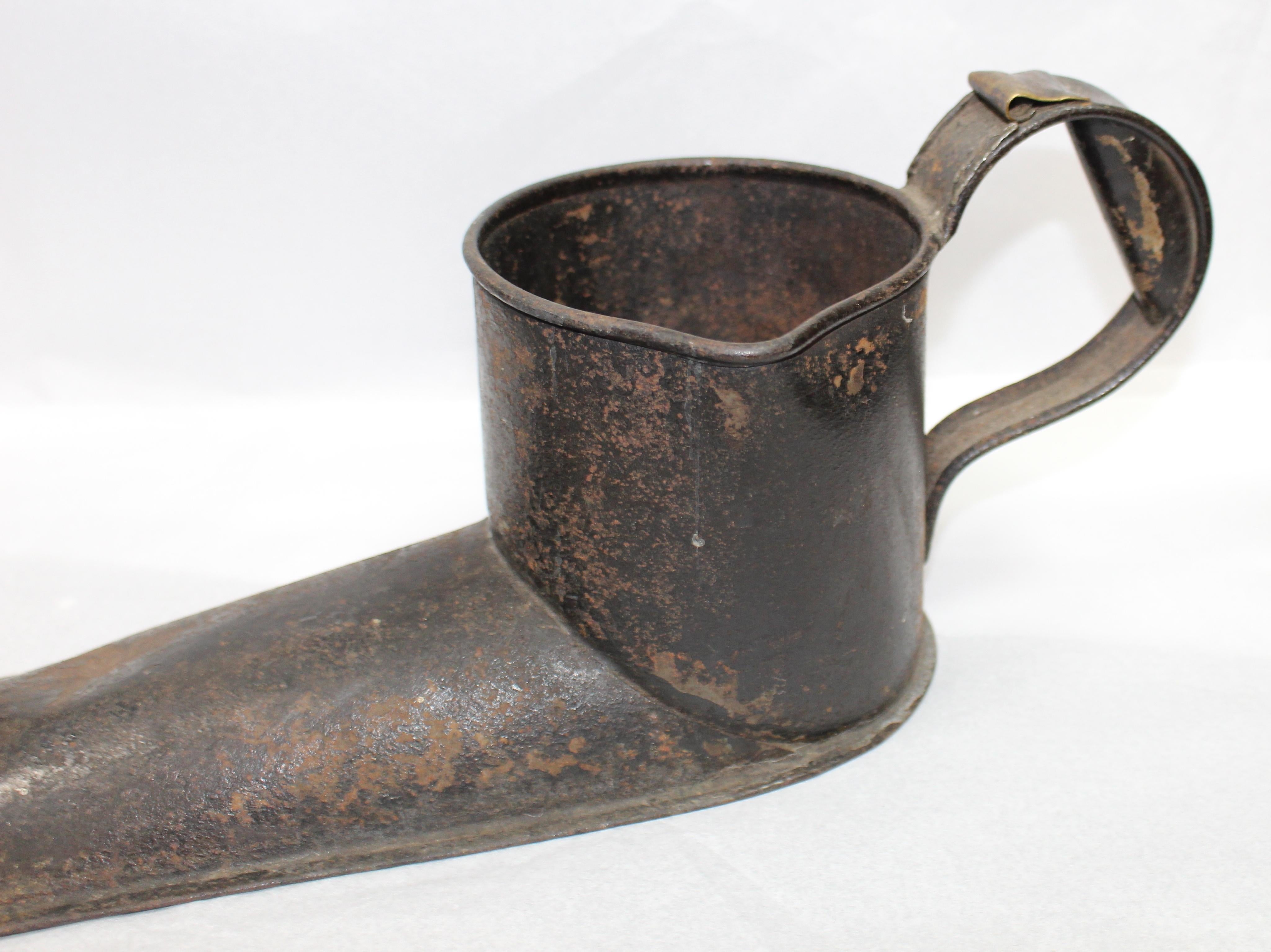 18th Century and Earlier Unusual Early Antique Steel Copper and Brass Ale Muller For Sale