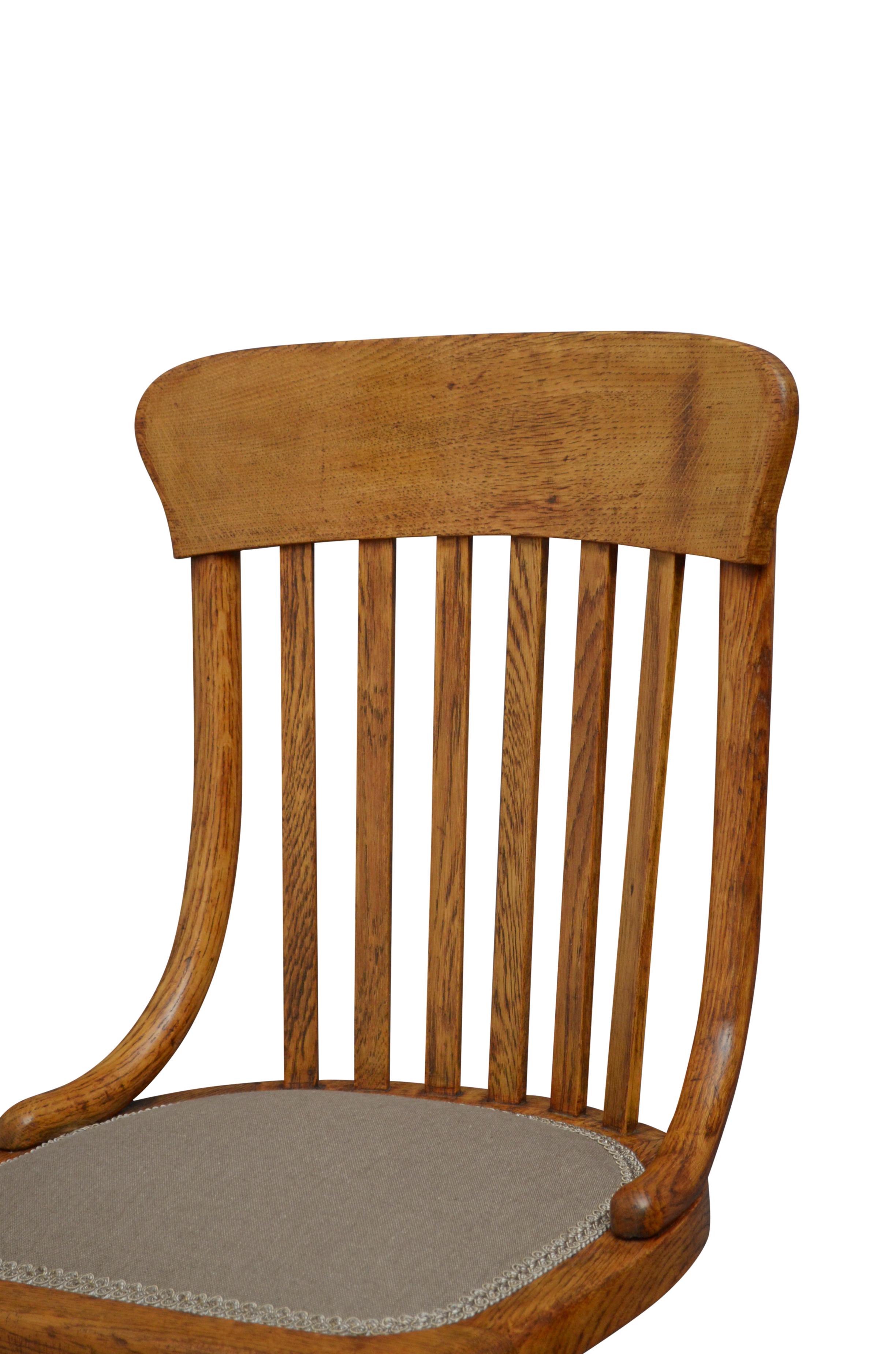 European Unusual Early 20th Century Solid Oak Office Chair