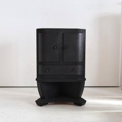 Unusual Ebonised Italian Gouged Deco/Modernist Corner Cupboard/Bar