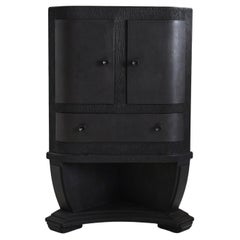 Inhabituelle armoire d'angle/bar d'angle italienne gouged déco/moderniste en bois d'ébène