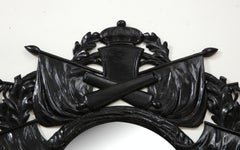 Unusual Ebonized Military Trophy Oval Mirror