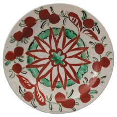 Unusual Edo Period Arita Japanese Flower Enamel Porcelain Plate, 17/18th Century