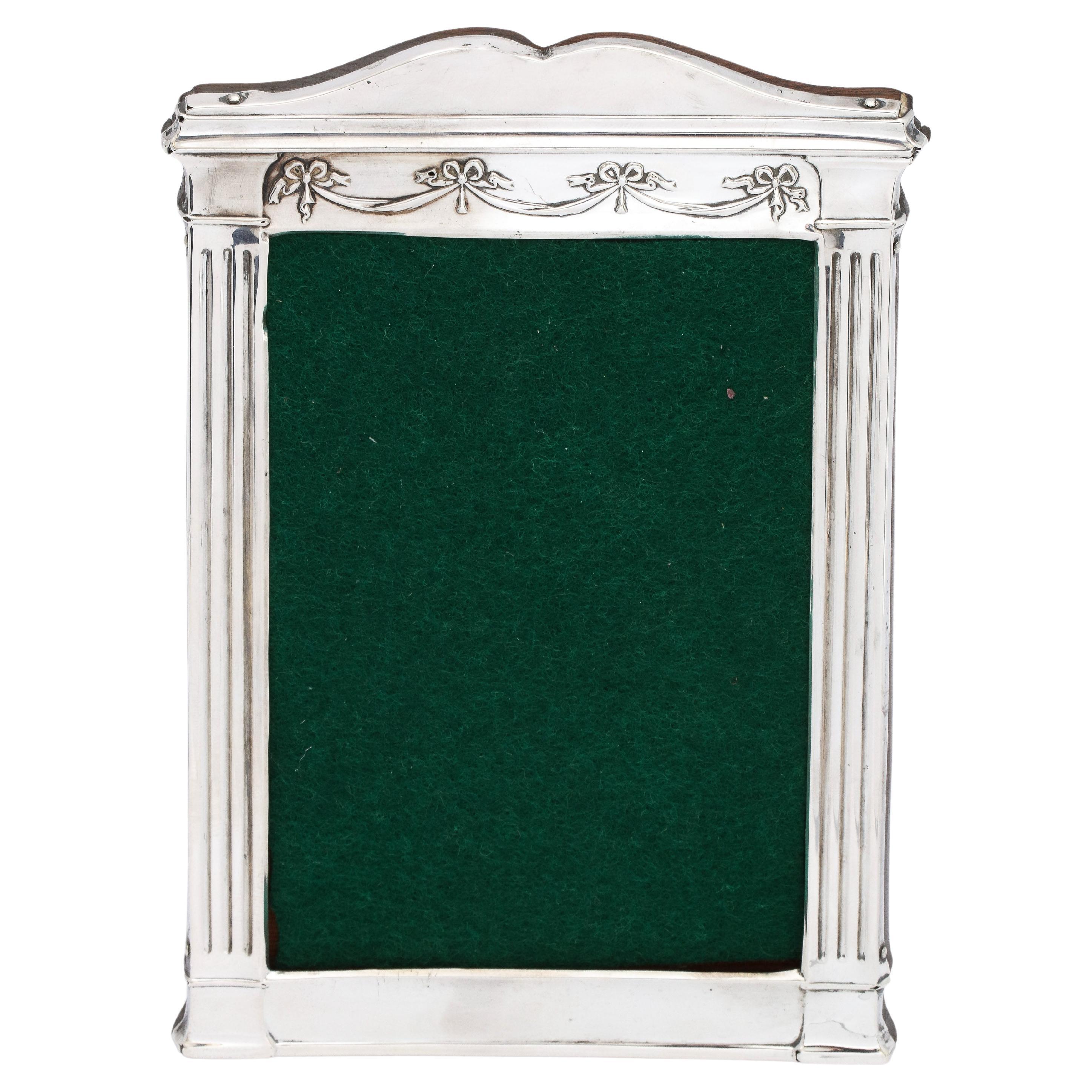  Unusual Edwardian Neoclassical Style Sterling Silver Wood-Backed Picture Frame