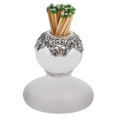 Ungewöhnliche Edwardian Periode Sterling Silber montiert Threaded Crystal Match Striker