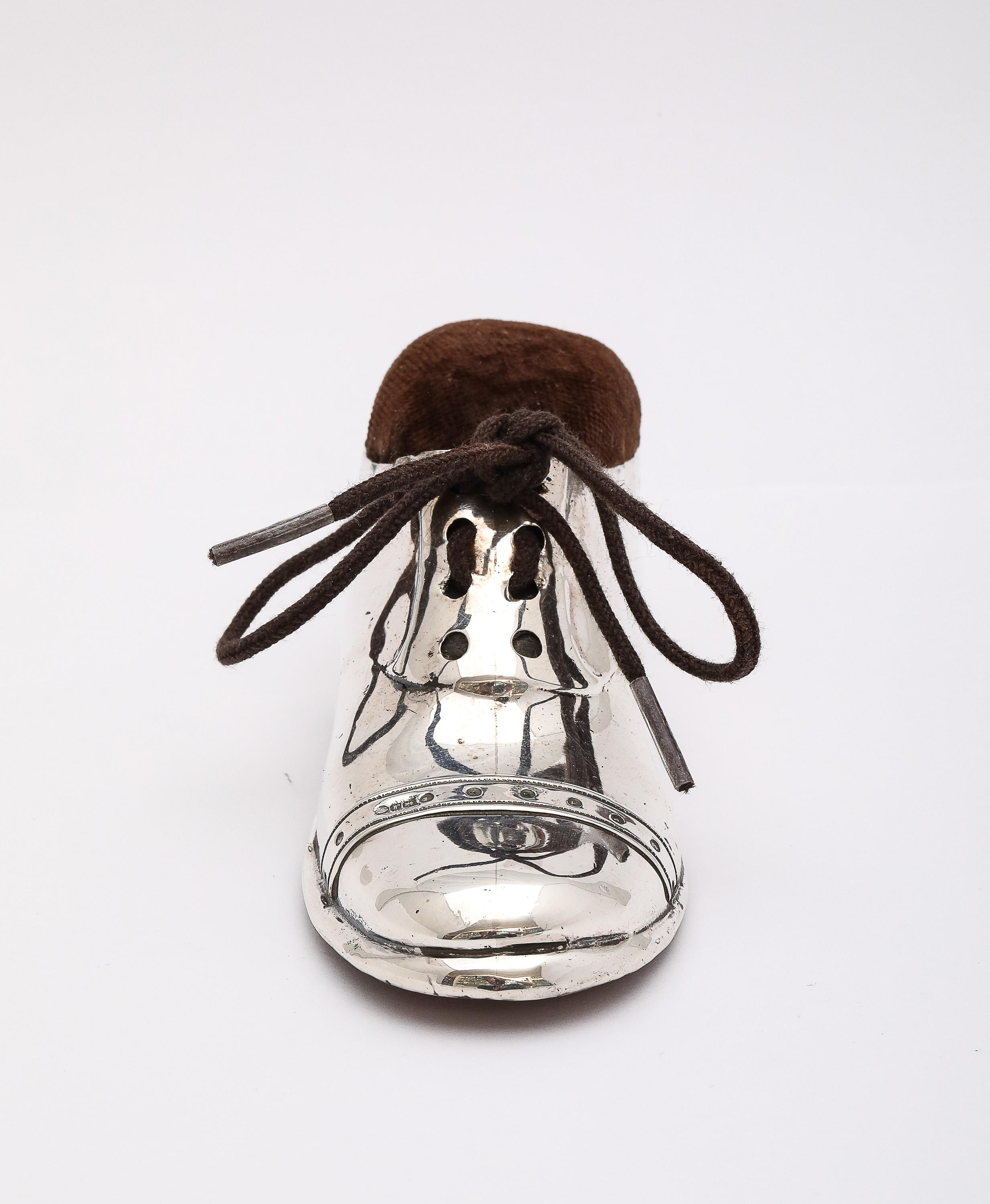 Unusual Edwardian Period Sterling Silver Shoe-Form Pin Cushion 5