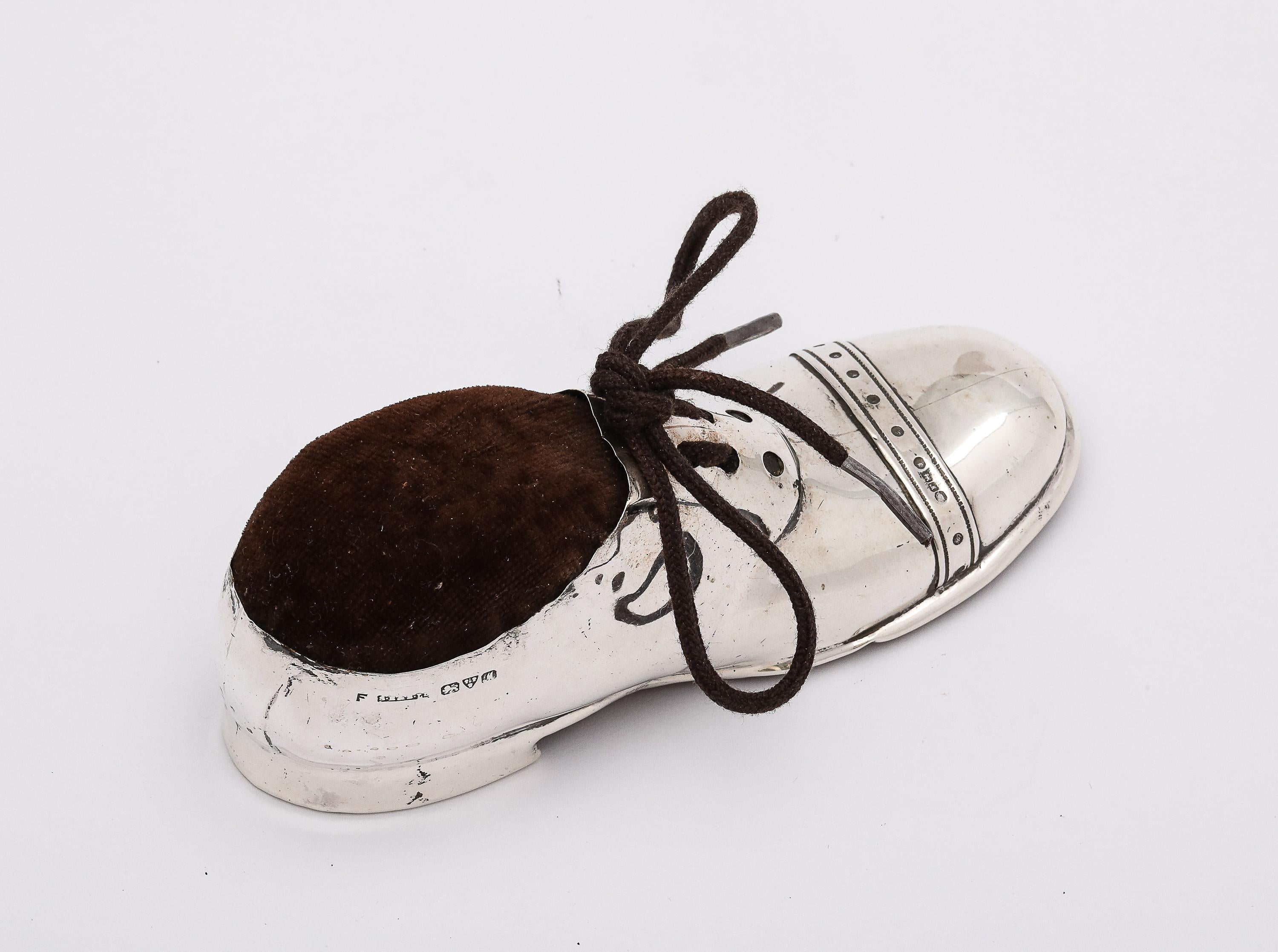 Unusual Edwardian Period Sterling Silver Shoe-Form Pin Cushion 7