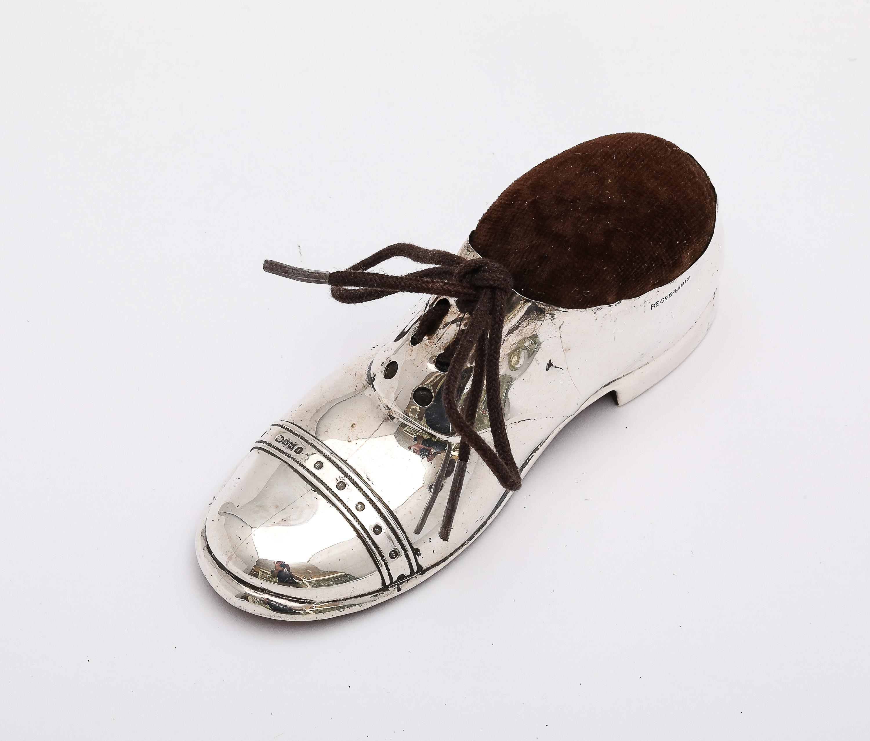 Unusual Edwardian Period Sterling Silver Shoe-Form Pin Cushion 8