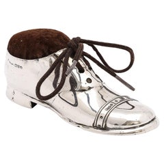 Antique Unusual Edwardian Period Sterling Silver Shoe-Form Pin Cushion