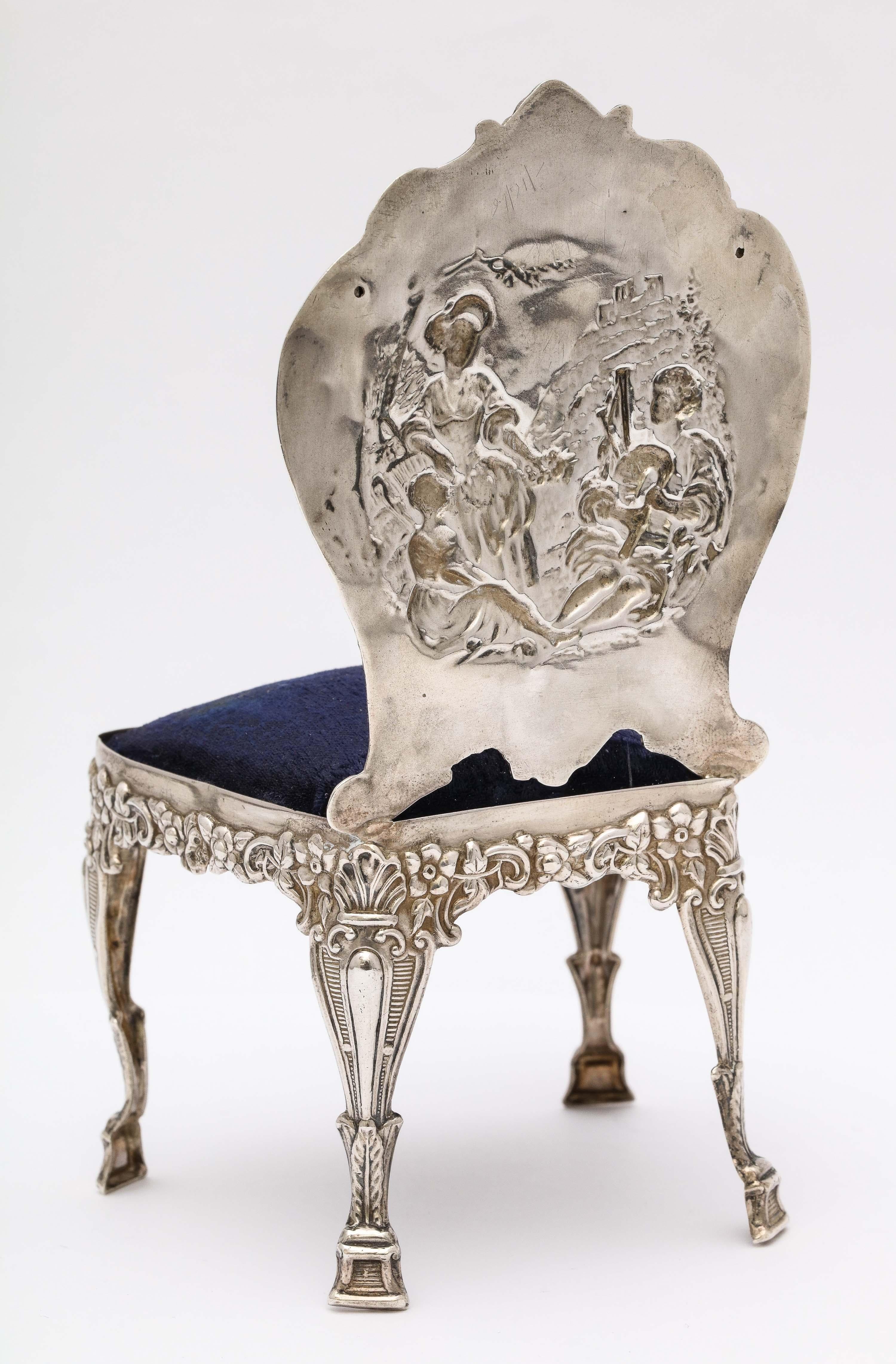 Unusual Edwardian Sterling Silver Chair-Form Pin Cushion by William Comyns 1