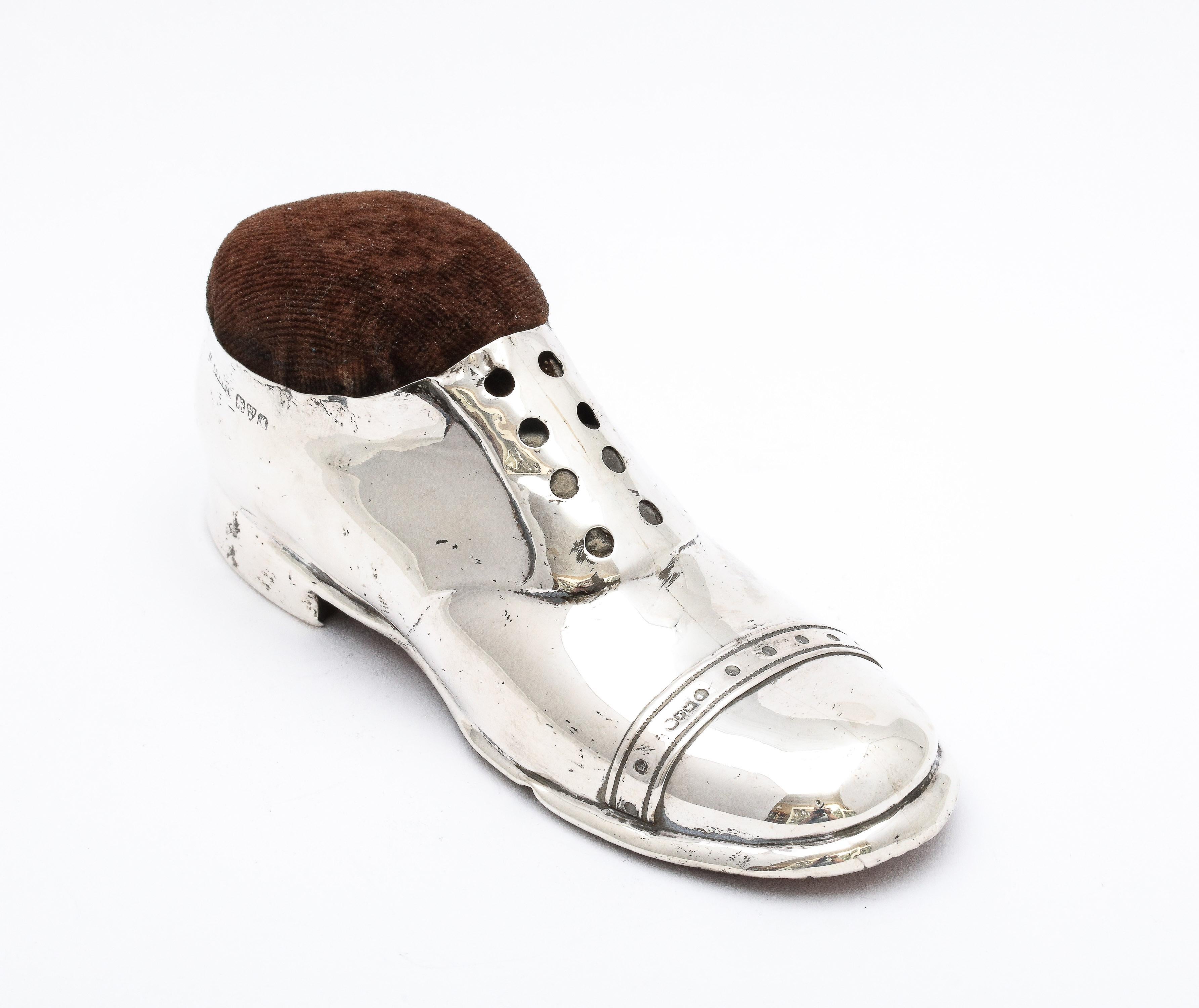 Unusual Edwardian Sterling Silver Shoe-Form Pincushion 7
