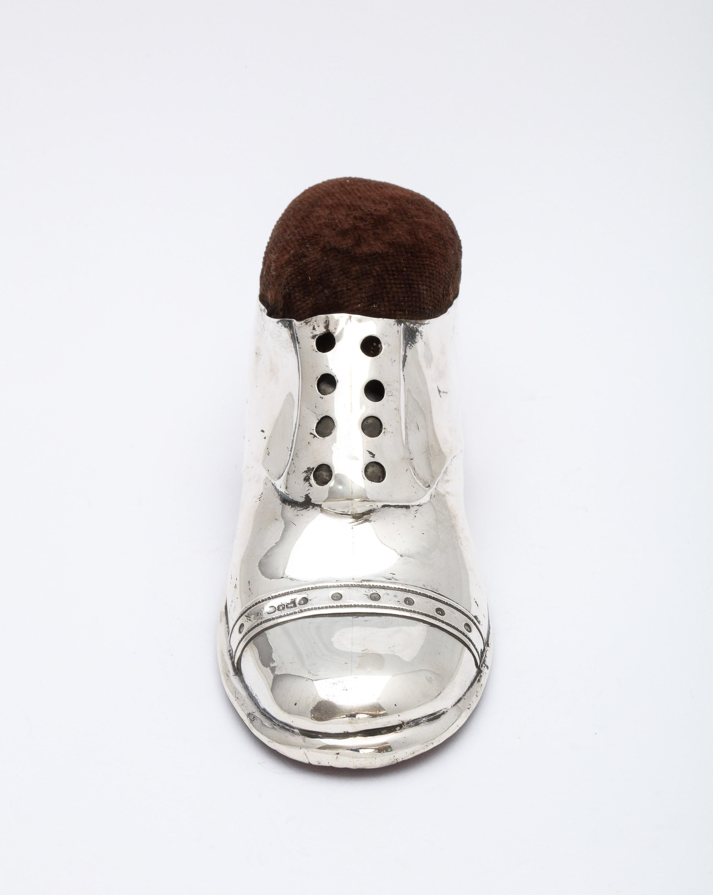 Unusual Edwardian Sterling Silver Shoe-Form Pincushion 1