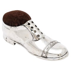 Ungewöhnliches edwardianisches Nadelkissen aus Sterlingsilber in Schuhform