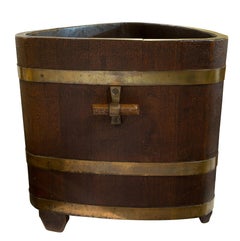 Unusual Edwardian Teak and Brass Bound Triform Tub with Makers Stamp