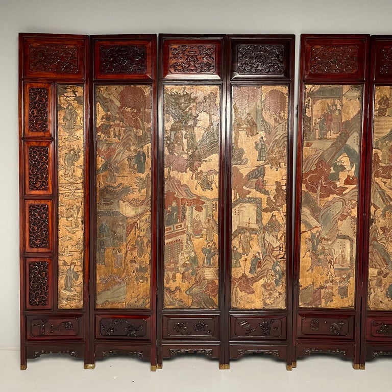 Unusual Eight Panel Chinese Coromandel Screen circa 1700-1800 with