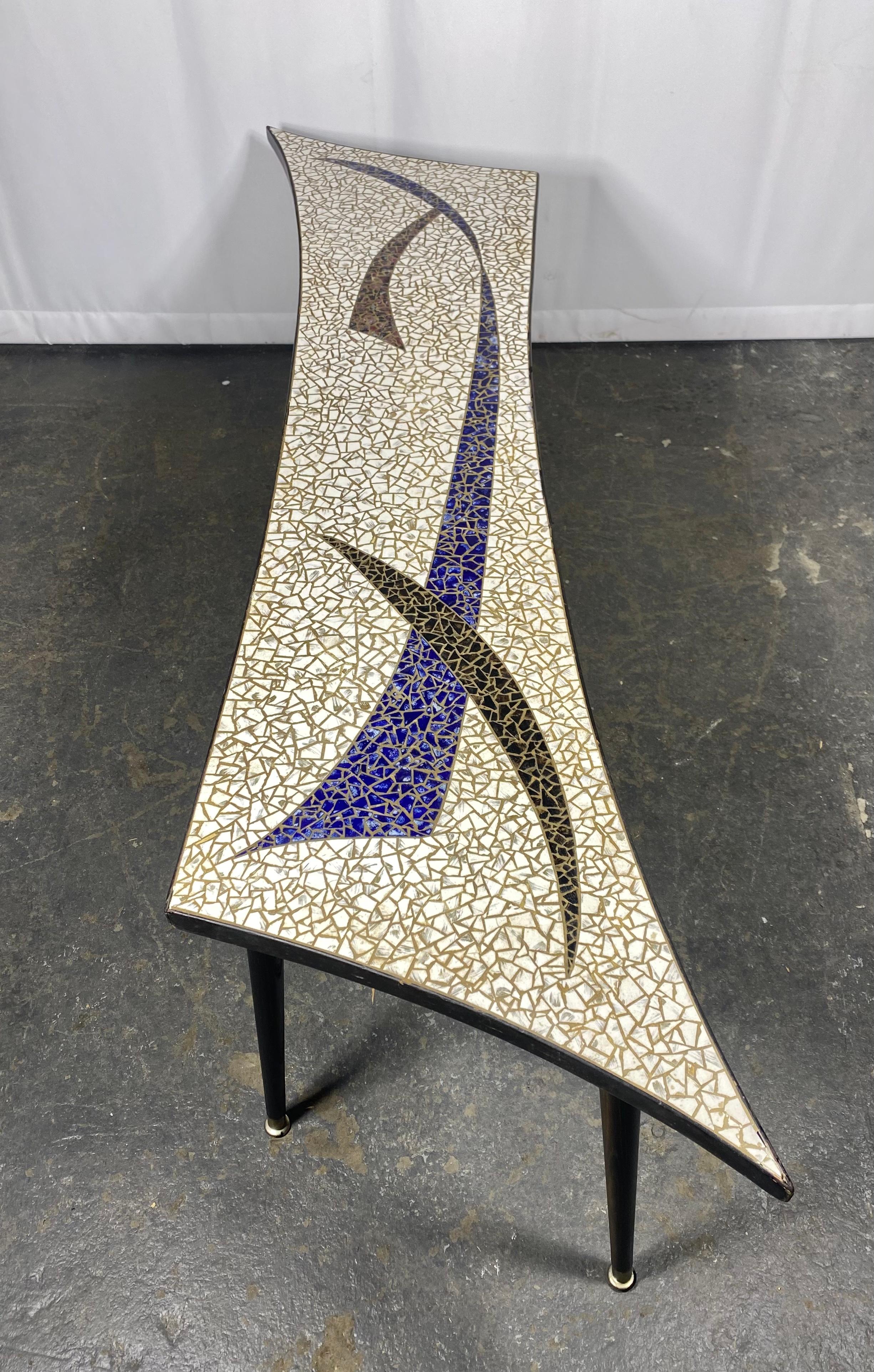 Unusual Elongated Shape Mid Century Ceramic Tile Cocktail / Coffee Table  For Sale 2