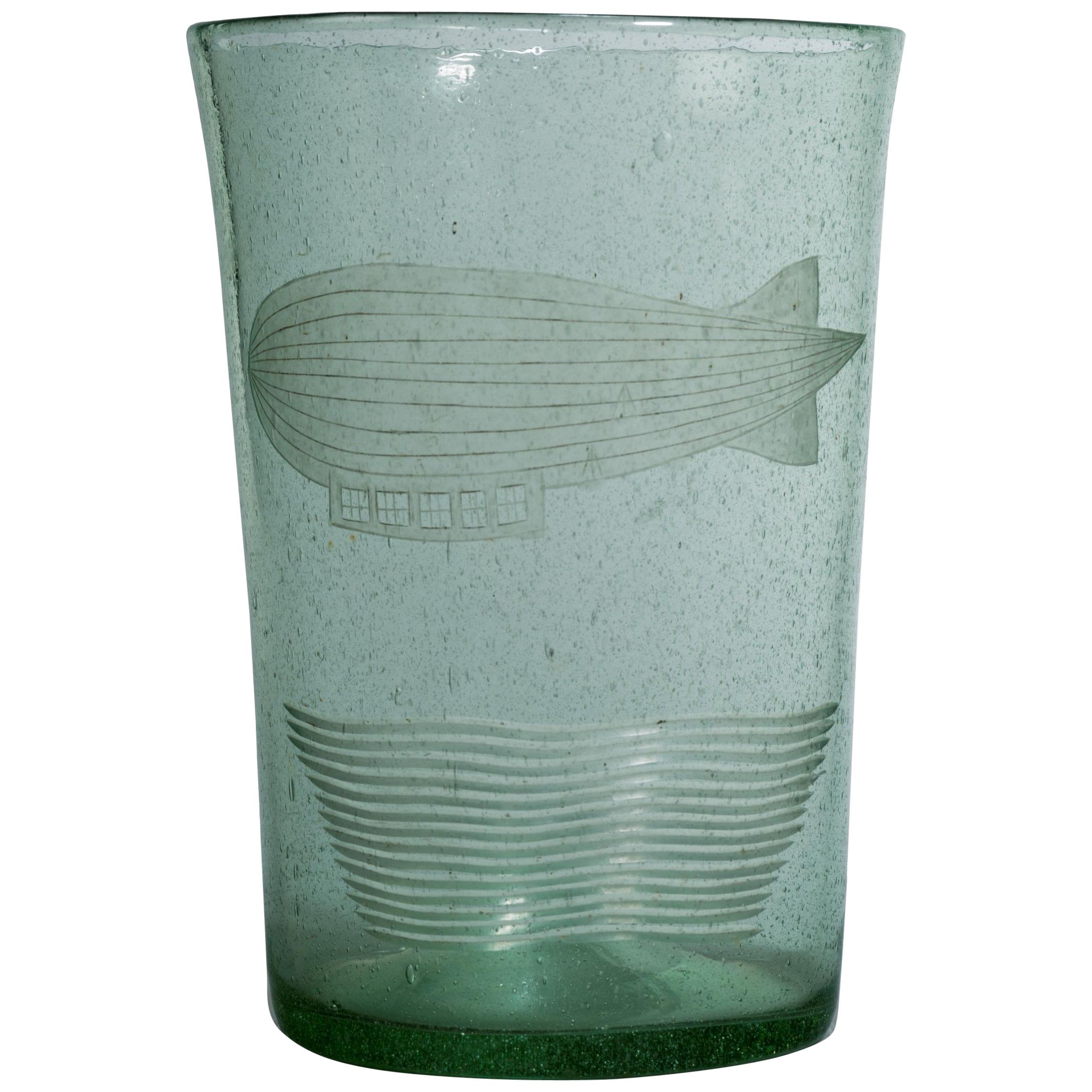 Unusual English 1950s Glass Vase