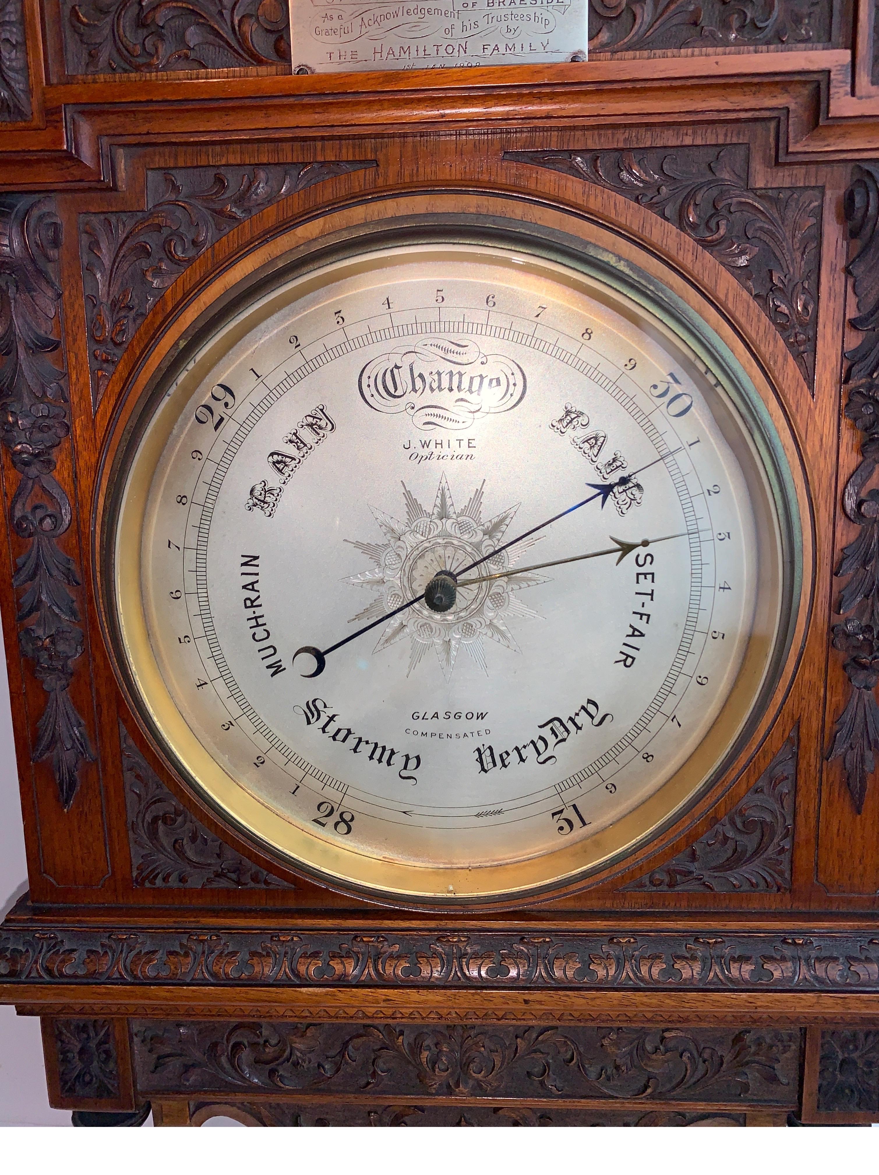 Unusual English Carved Mahogany Barometer 4