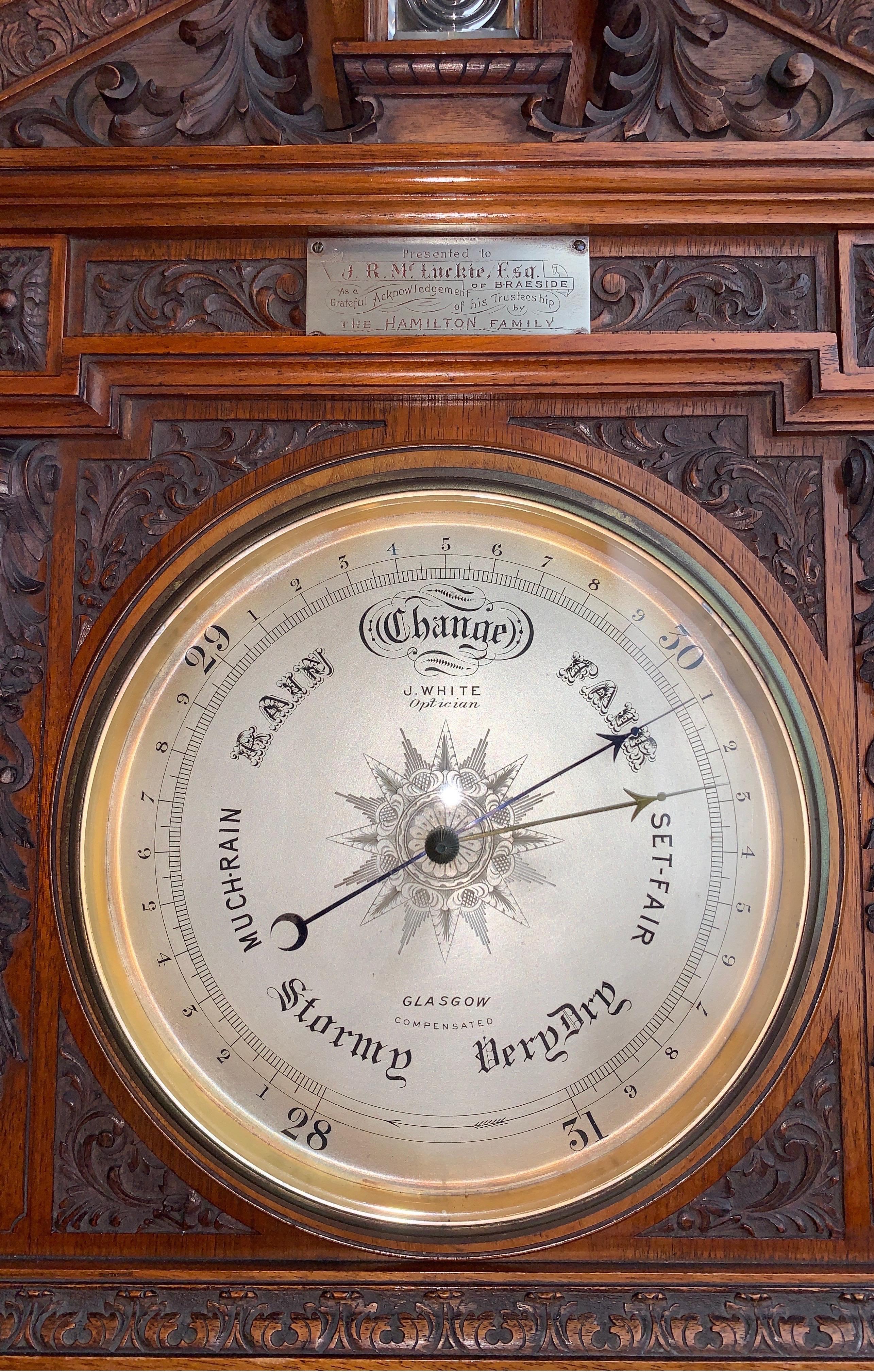 Unusual English Carved Mahogany Barometer In Good Condition In Ft. Lauderdale, FL