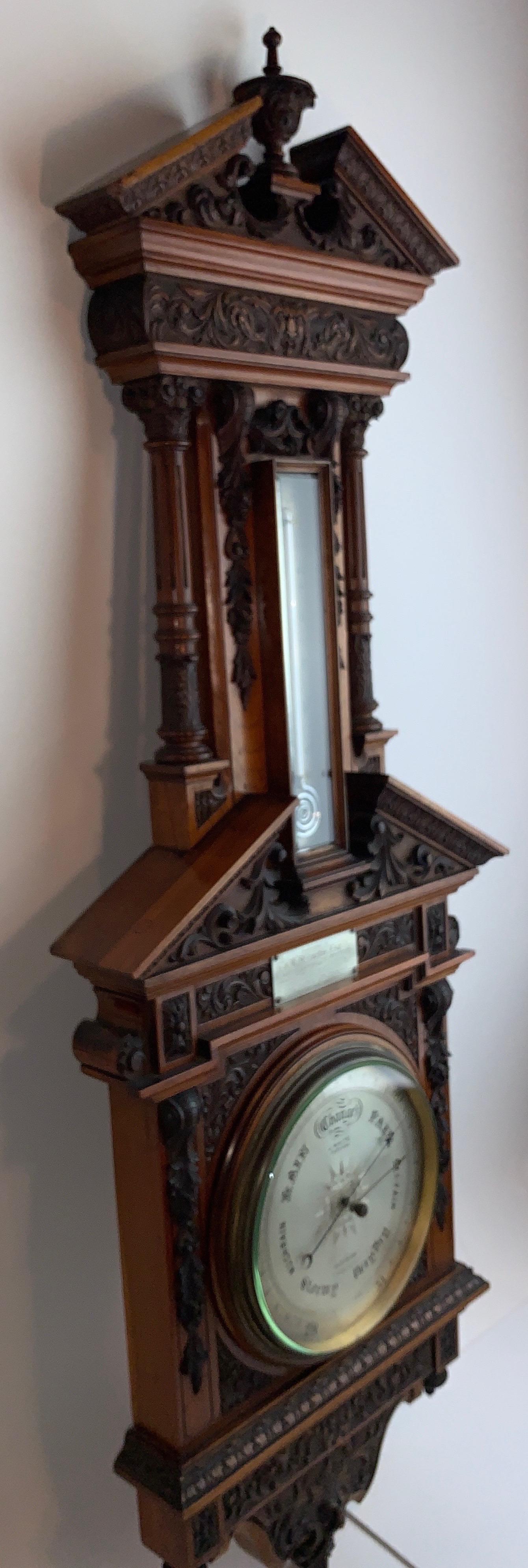 Unusual English Carved Mahogany Barometer 2