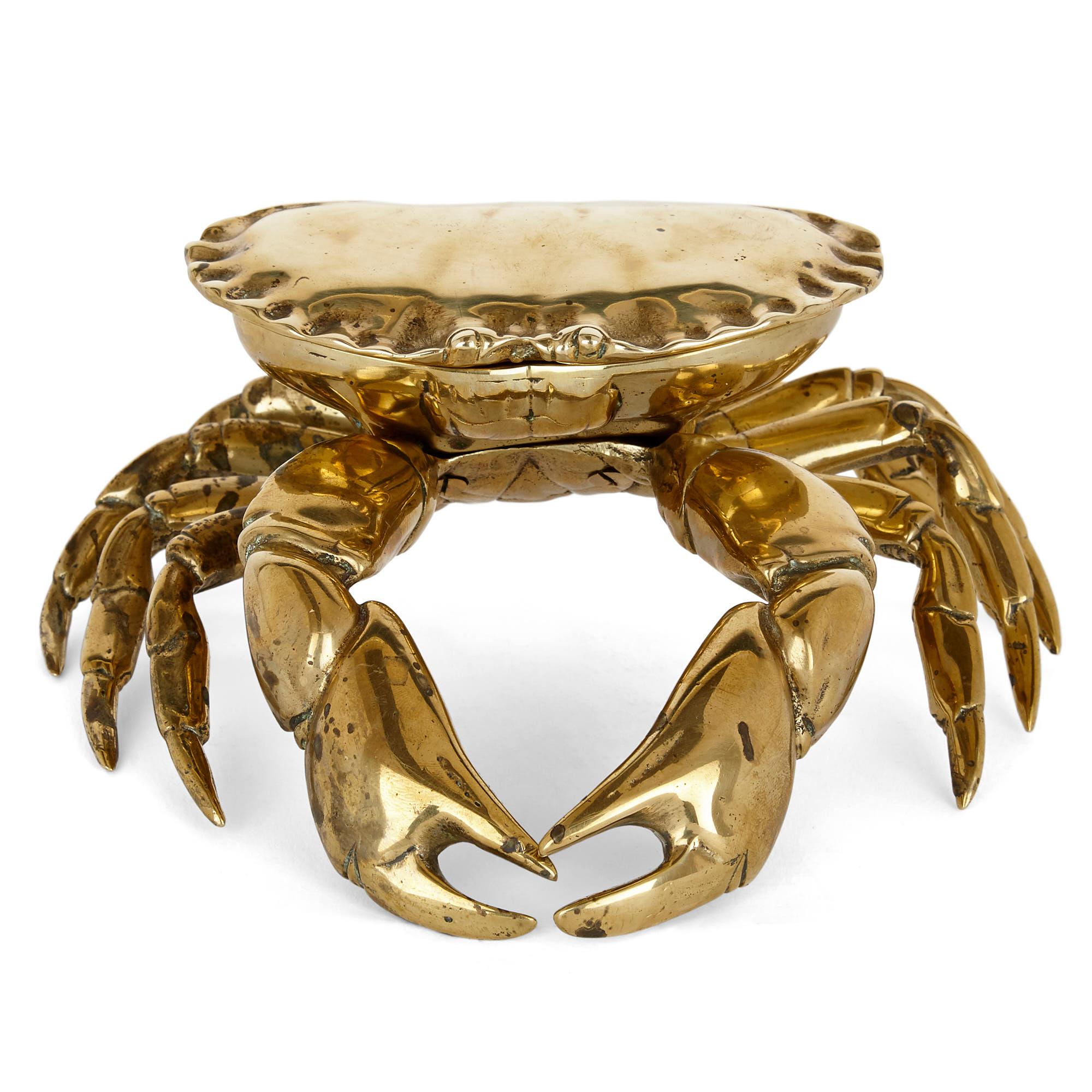 Victorian Unusual English Crab-Shaped Brass Inkstand For Sale