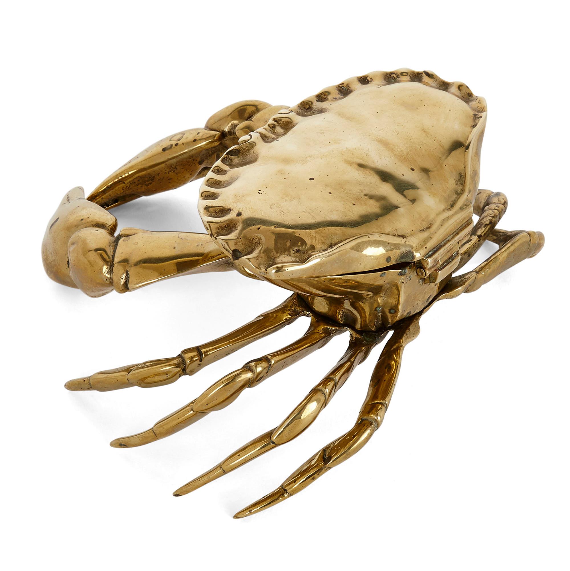 Unusual English Crab-Shaped Brass Inkstand For Sale 1