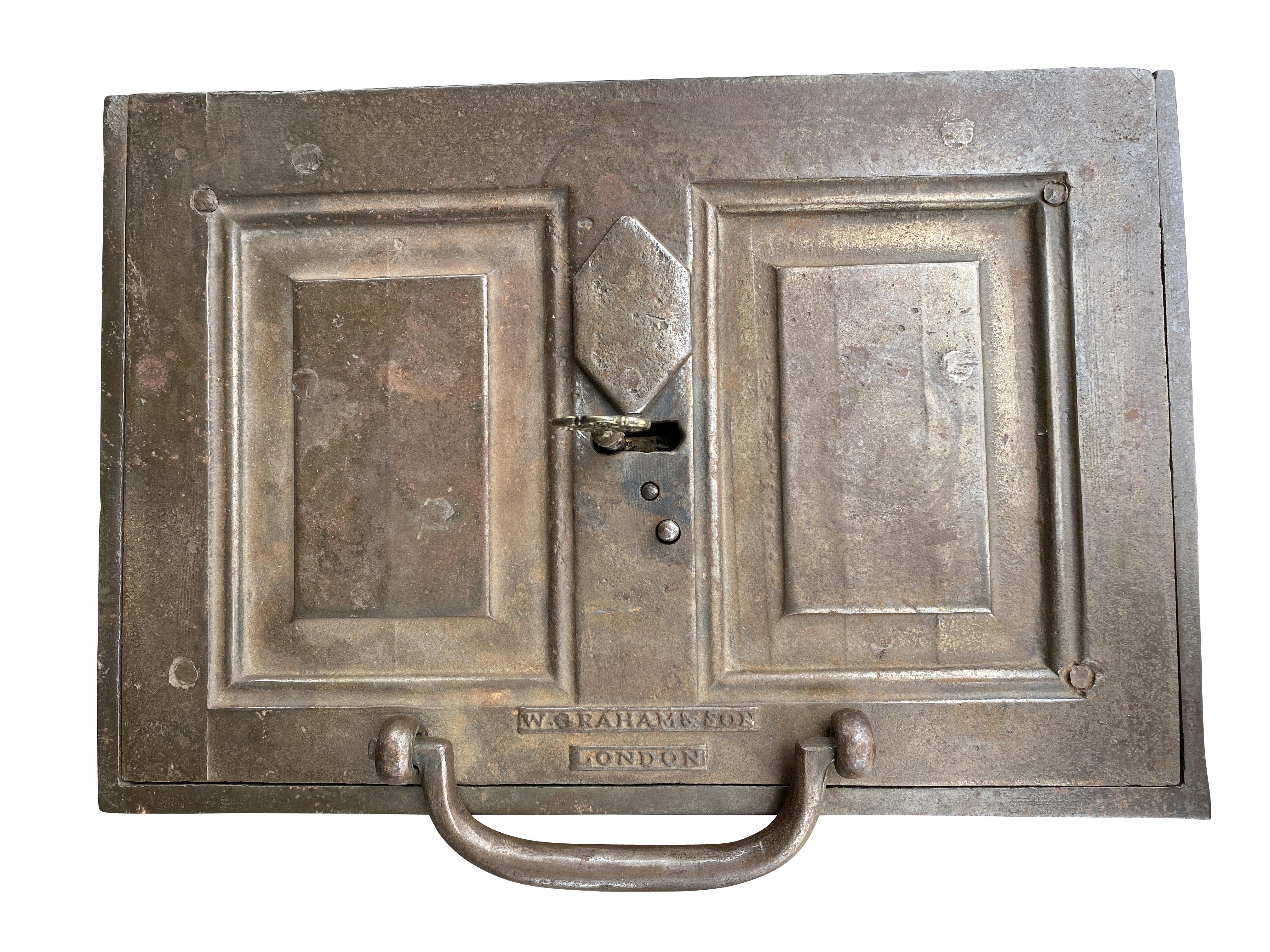 Unusual English Iron Strong Box by W. Graham & Son, London For Sale 3