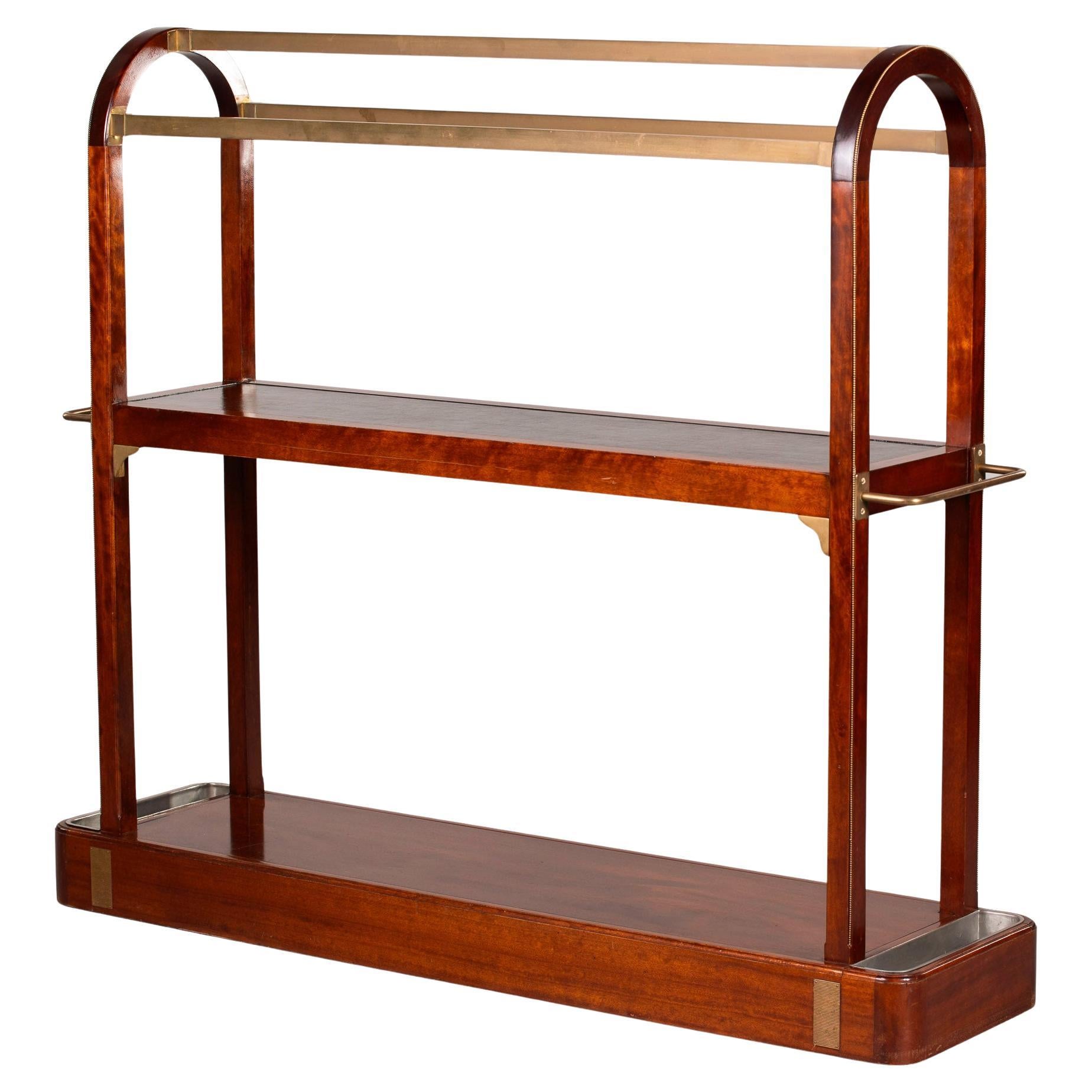 Unusual English Mahogany & Brass Hall Stand