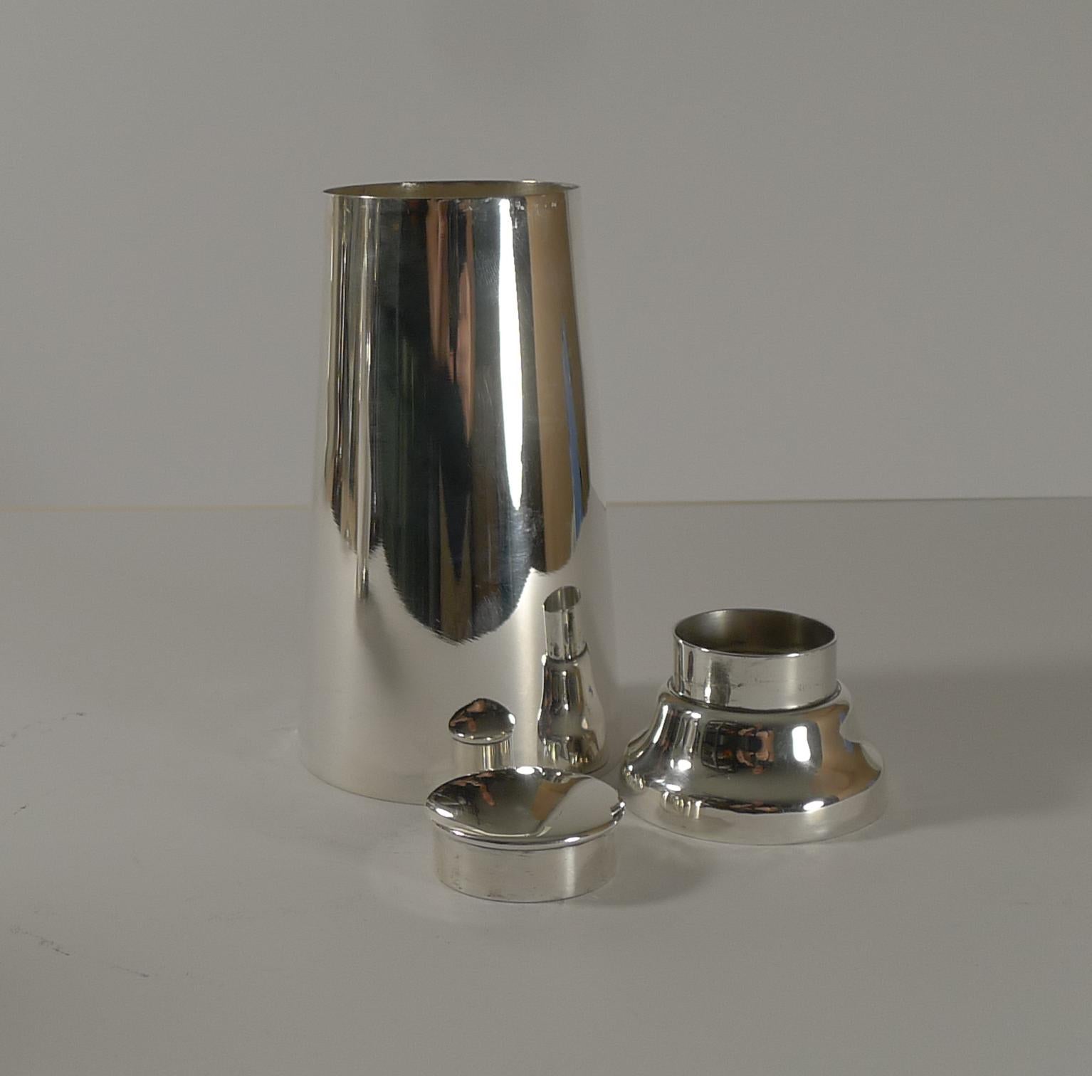 Unusual English Modernist Silver Plated Cocktail Shaker, c.1920 1