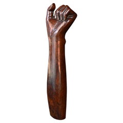 Ungewöhnliche Englisch Treen Folk Art Carved Arm