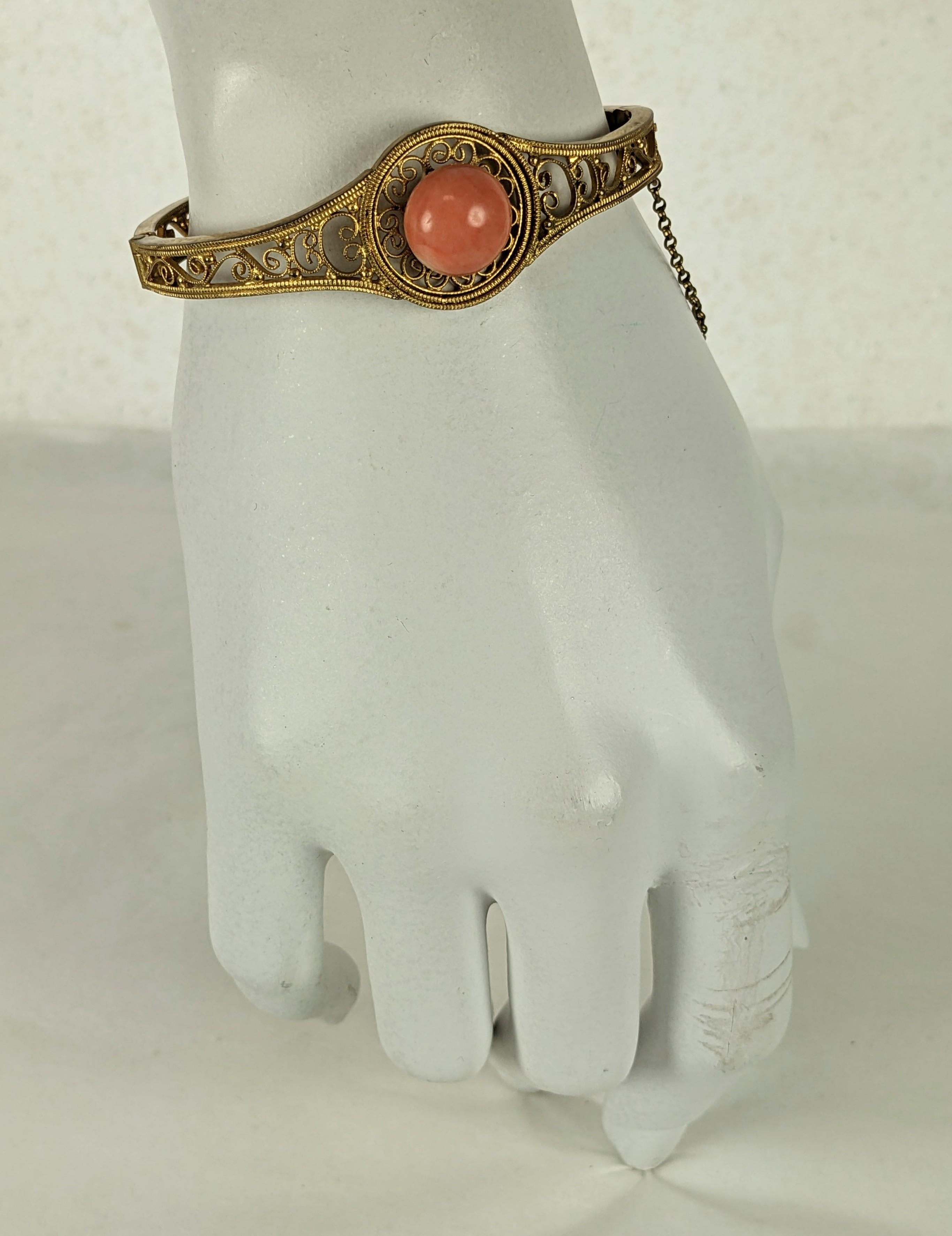 Women's or Men's Unusual Etruscan Scrollwork Coral Bangle For Sale
