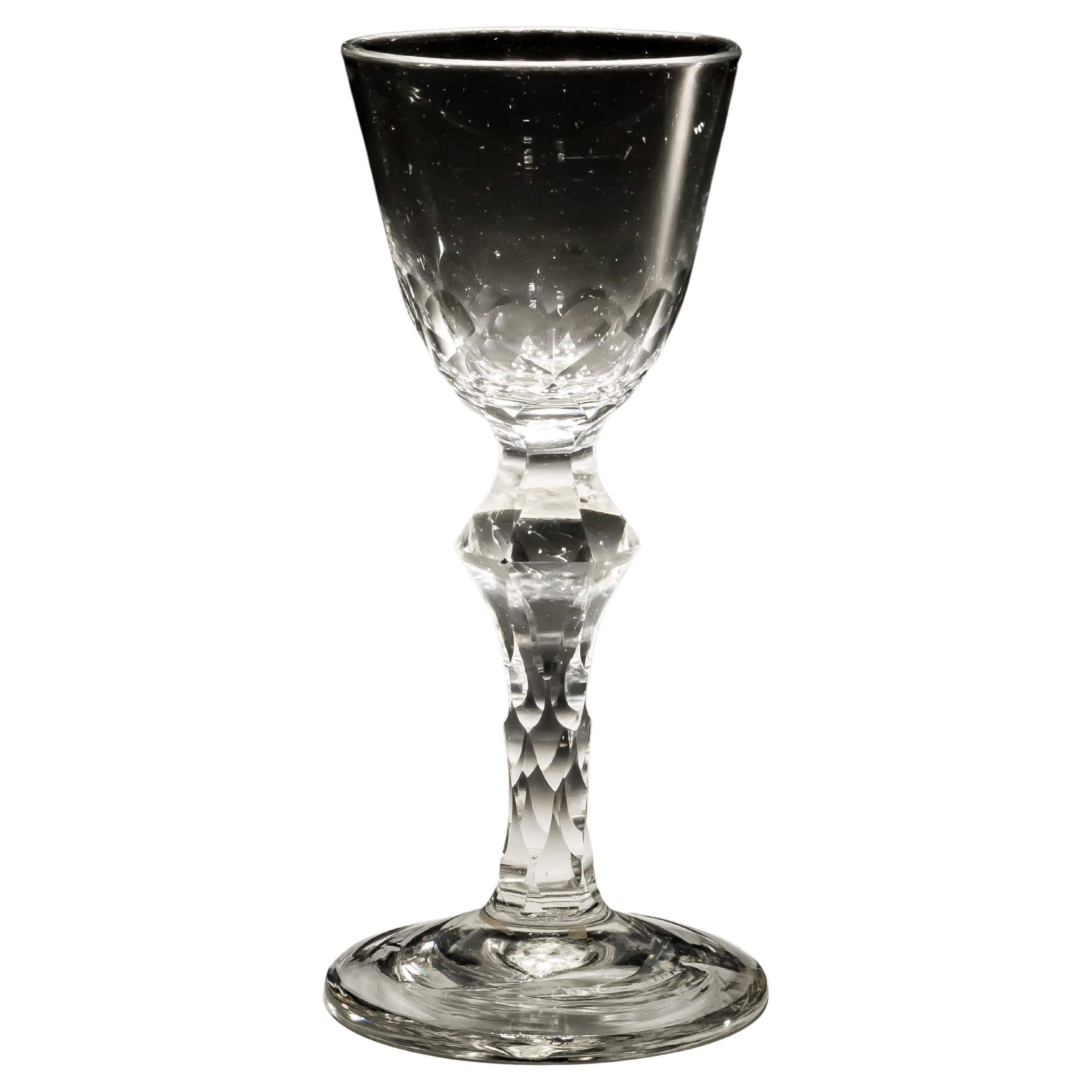Collectibles Antique III facet stem wine glass c 1785 Art