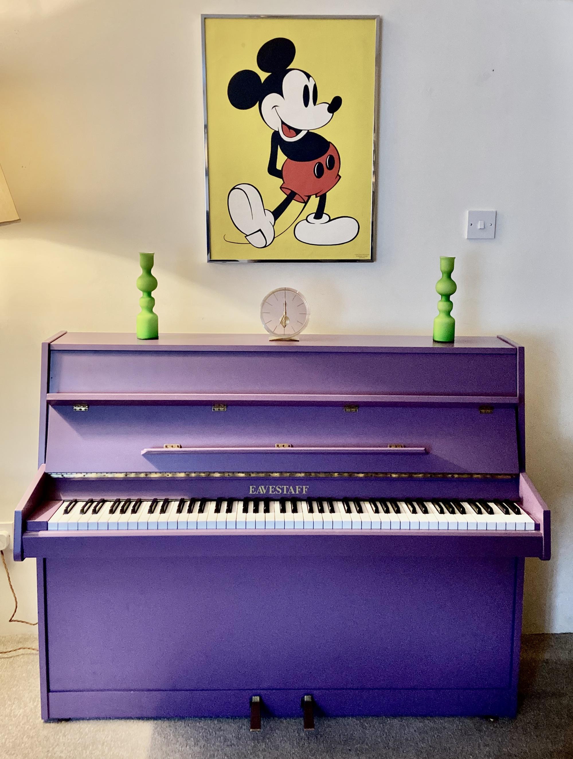 Modern Unusual Factory Painted Purple Upright Piano For Sale