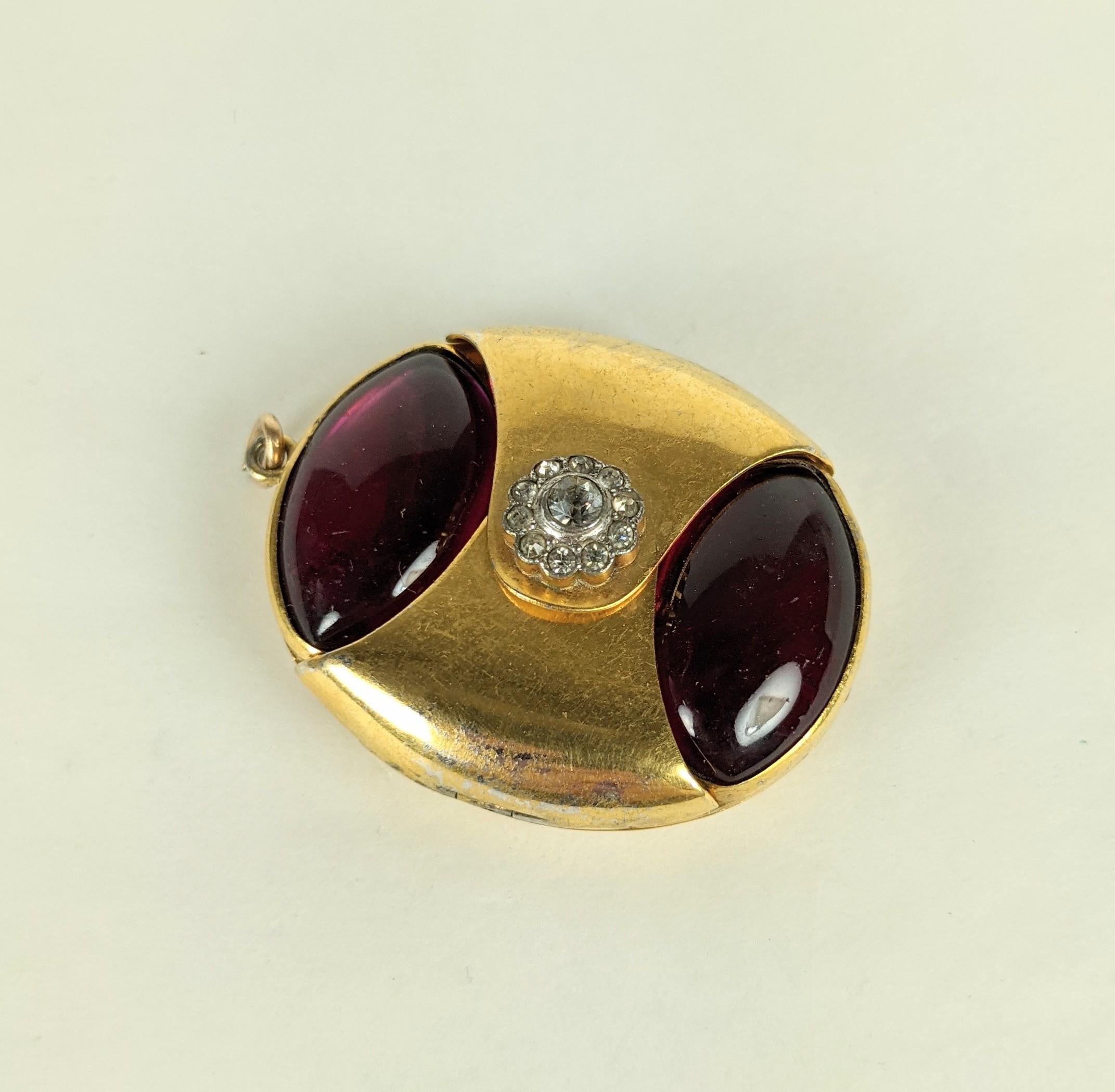 Late Victorian Unusual Faux Garnet Carbuncle Victorian Locket