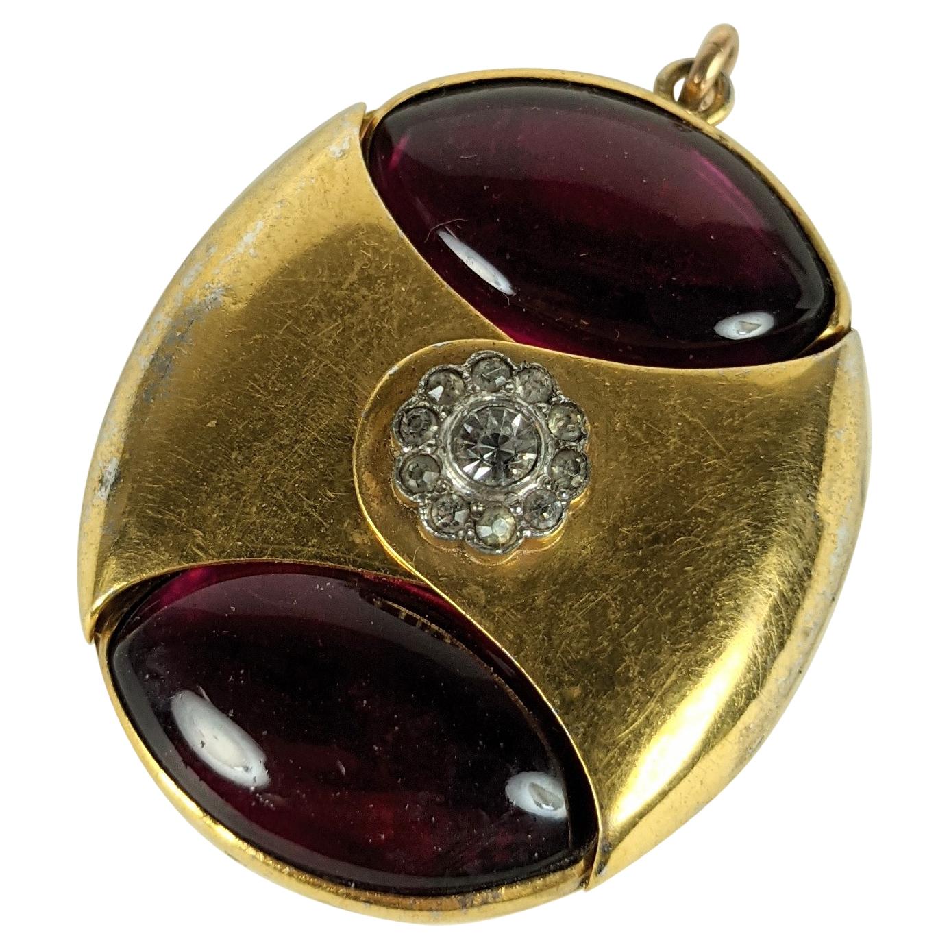 Unusual Faux Garnet Carbuncle Victorian Locket