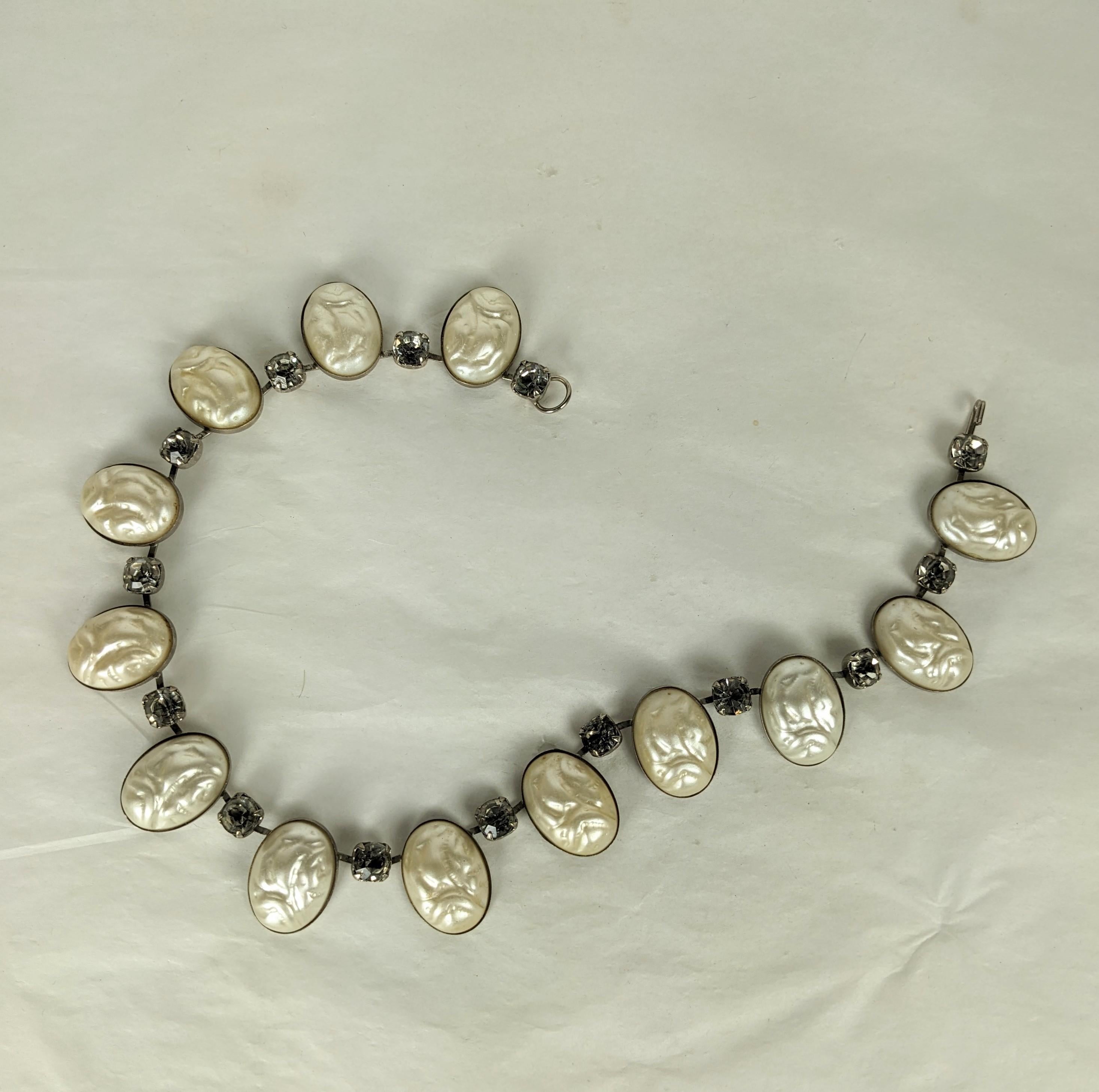 Unusual Faux Pearl Mid Century Collar In Good Condition For Sale In New York, NY