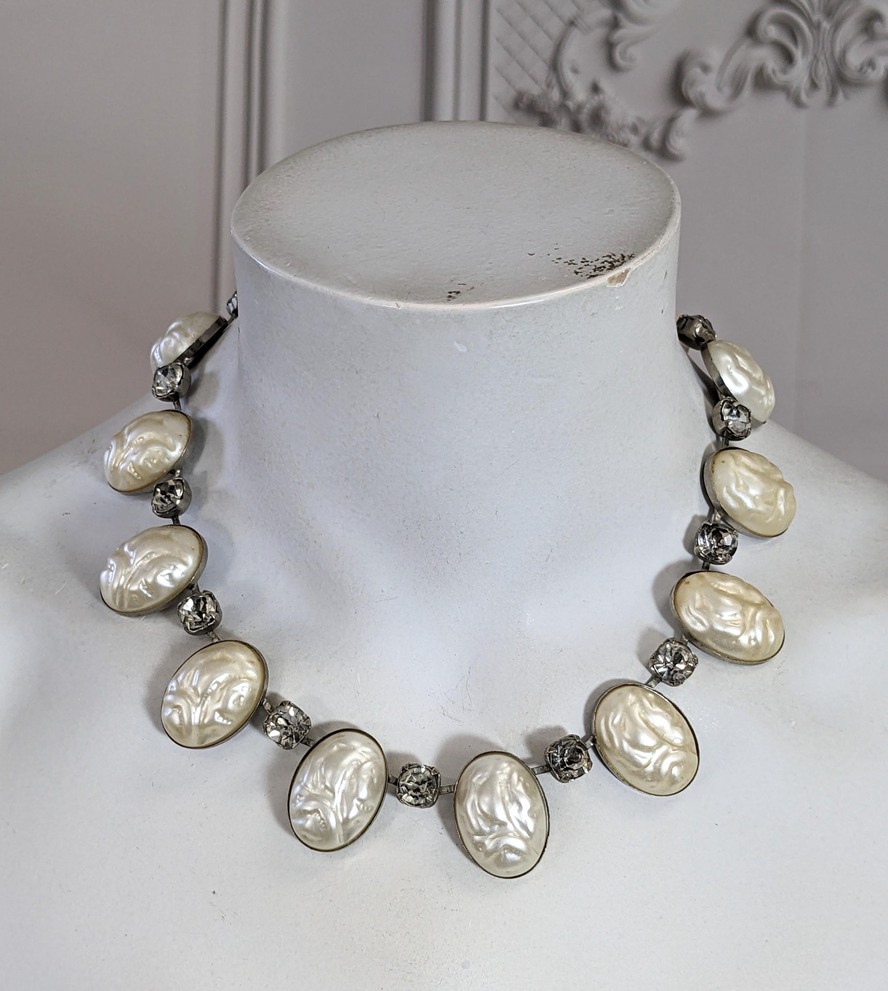 Unusual Faux Pearl Mid Century Collar For Sale 1