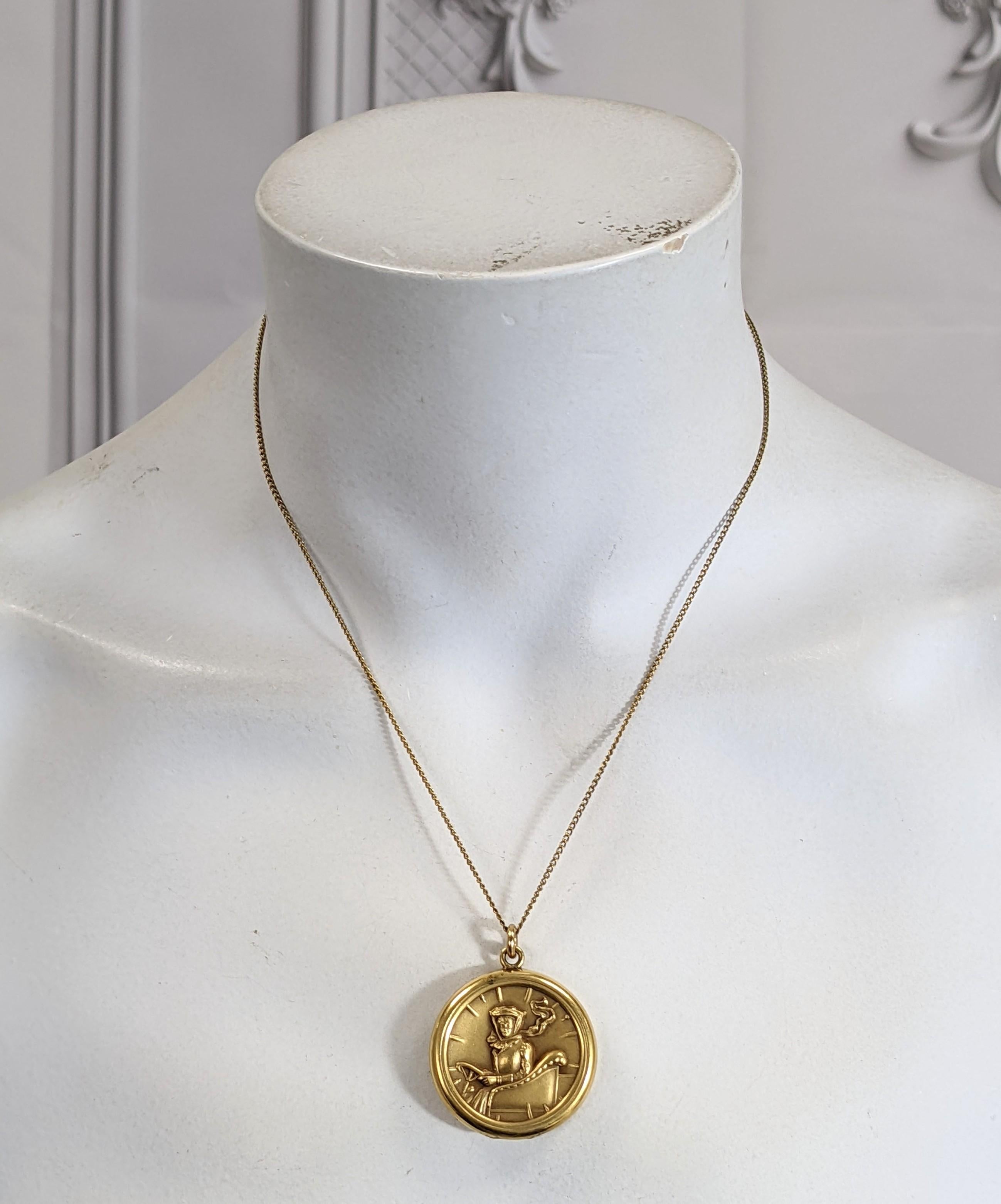 Unusual Figural Edwardian Locket, Lady Carriage Driver For Sale 1