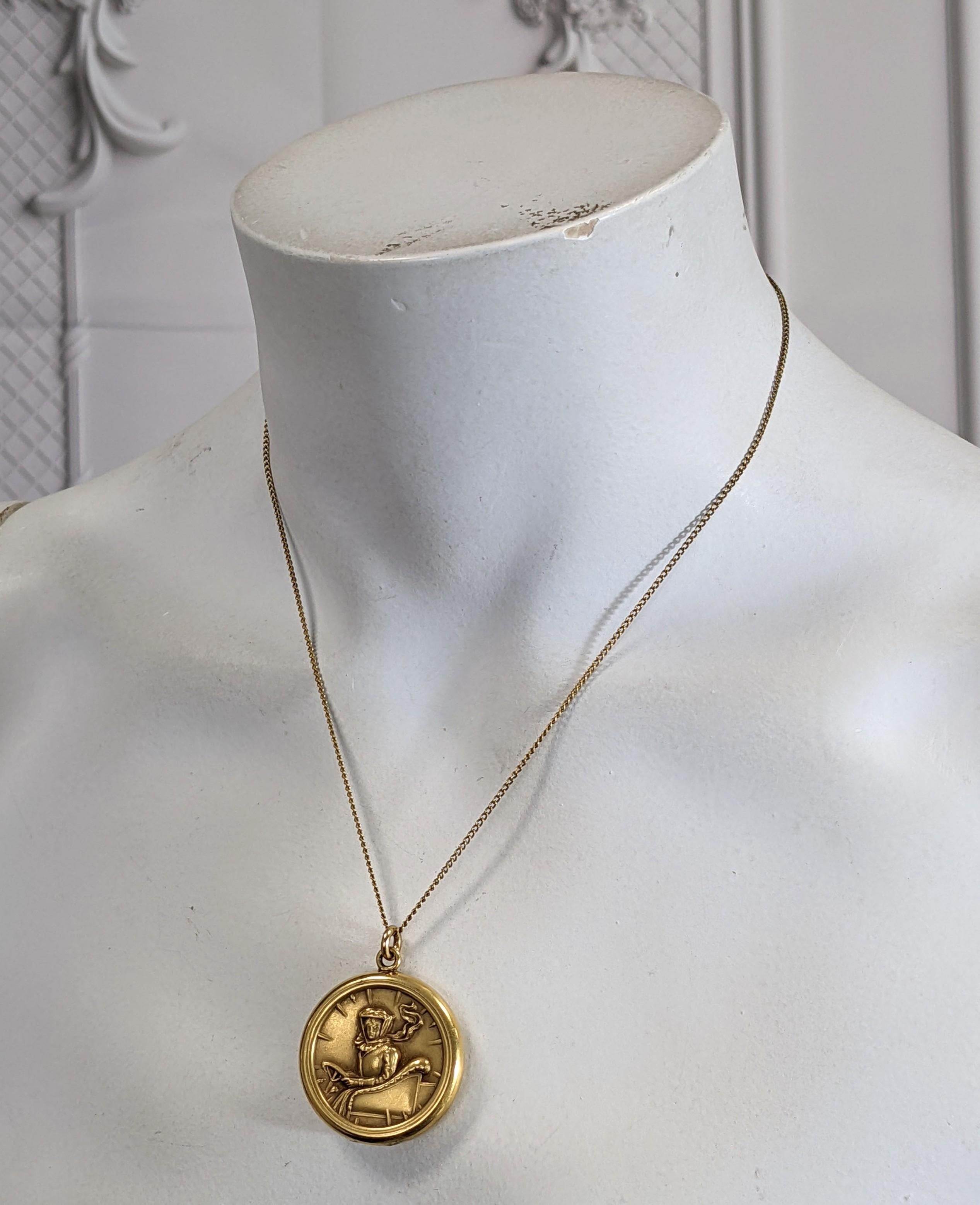 Unusual Figural Edwardian Locket, Lady Carriage Driver For Sale 2