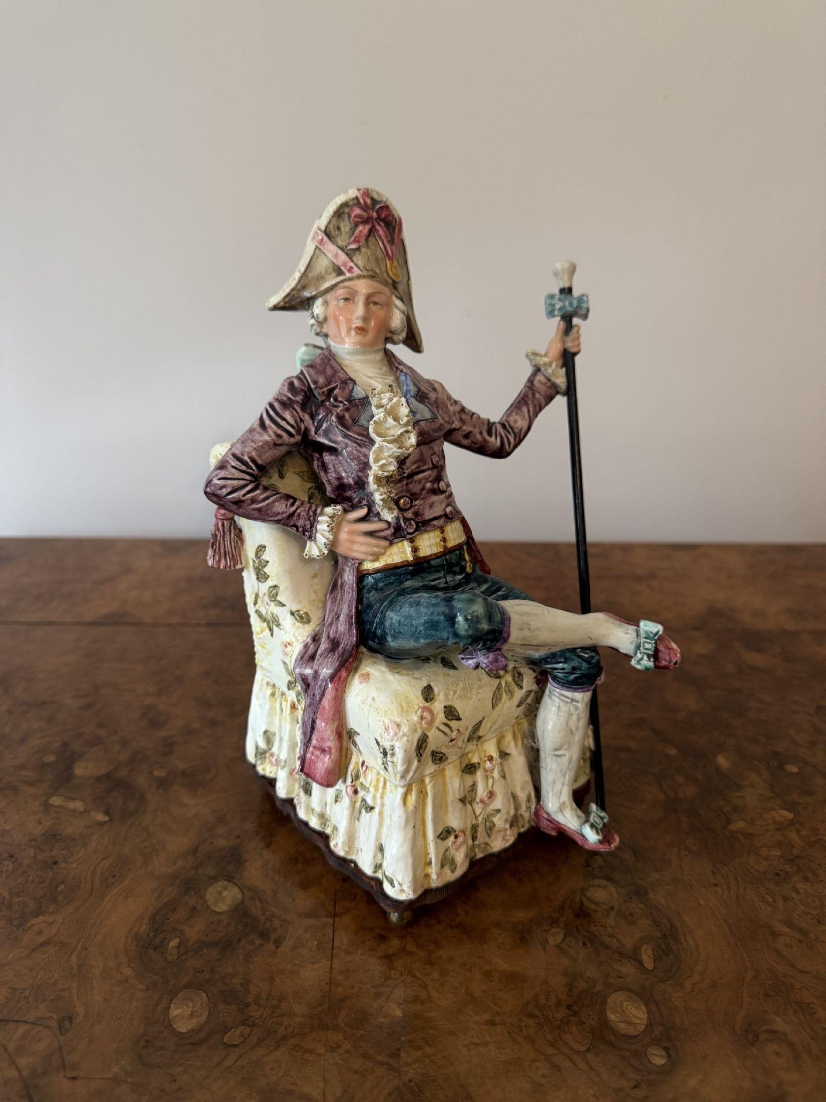 Ungewöhnliches, hochwertiges Paar antiker viktorianischer Musikfiguren (Handbemalt) im Angebot