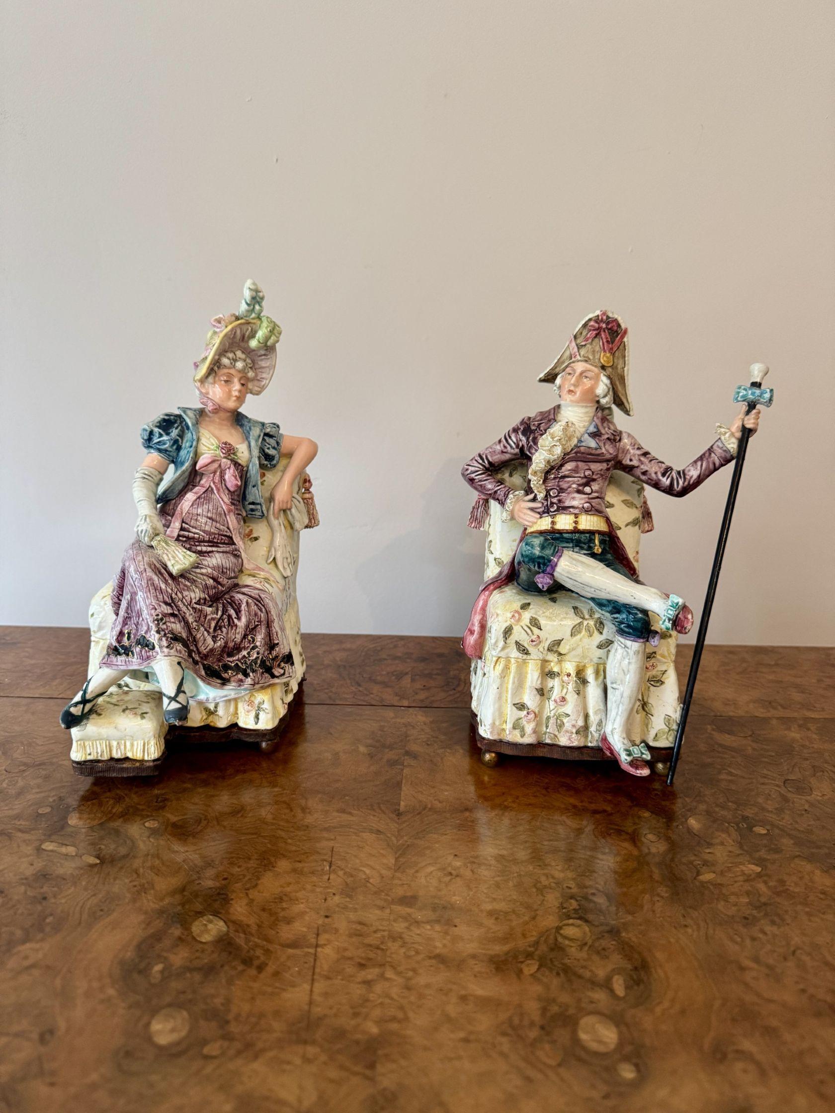 Ungewöhnliches, hochwertiges Paar antiker viktorianischer Musikfiguren im Angebot 1