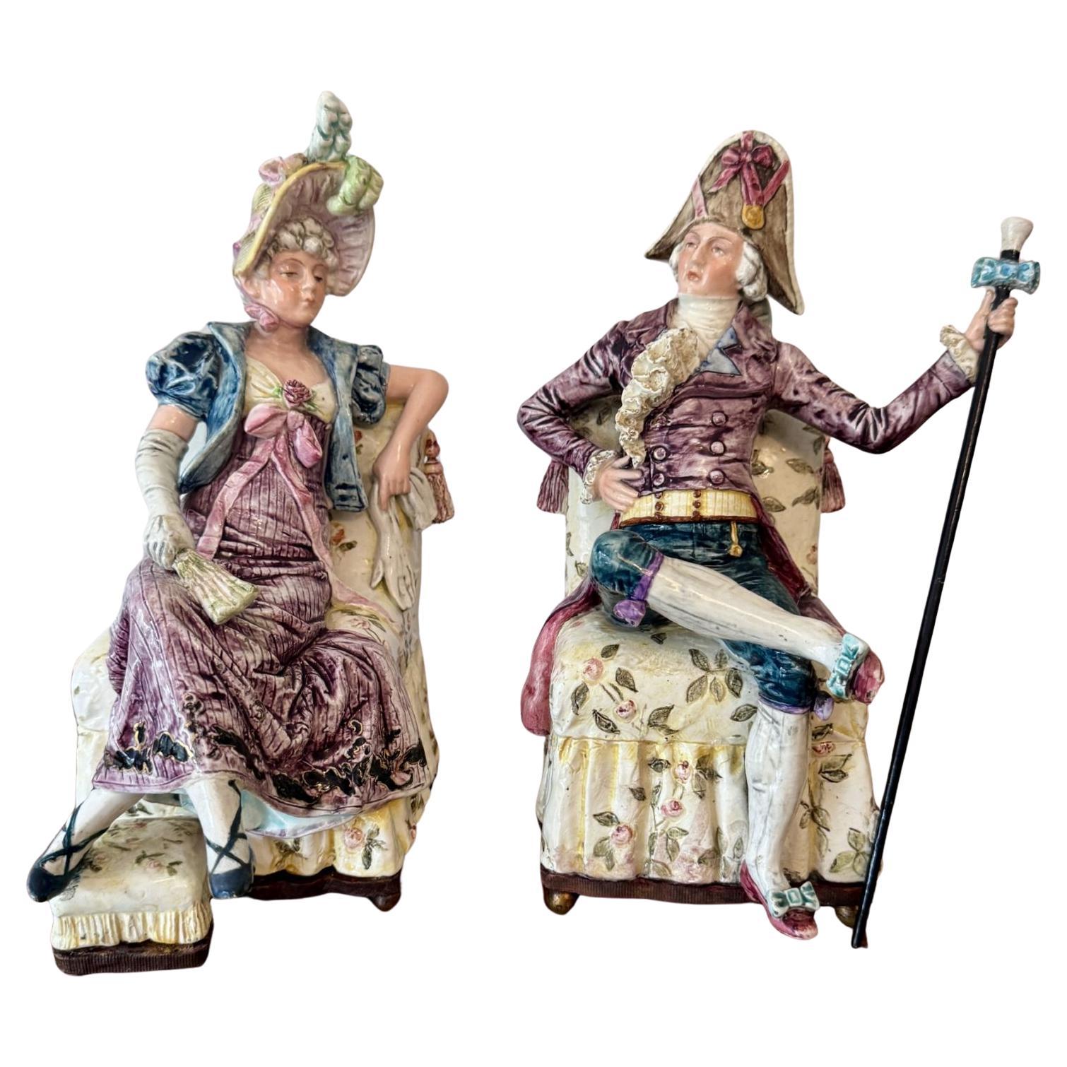 Paire de figurines musicales victoriennes de qualité exceptionnelle